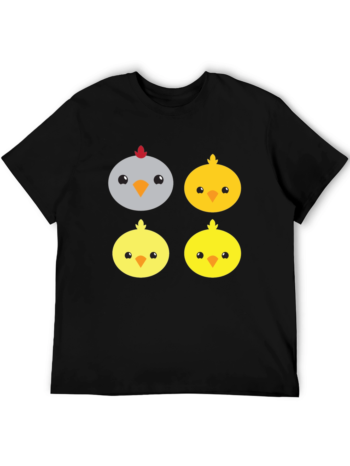 Black Cute Cartoon Chickens Graphic Tee view 5