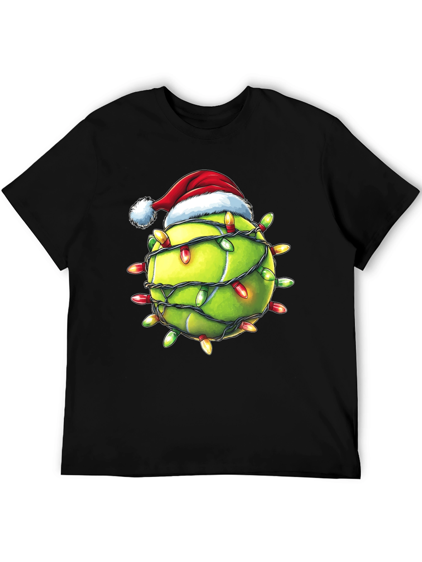 Black Festive Tennis Christmas T-Shirt view 5