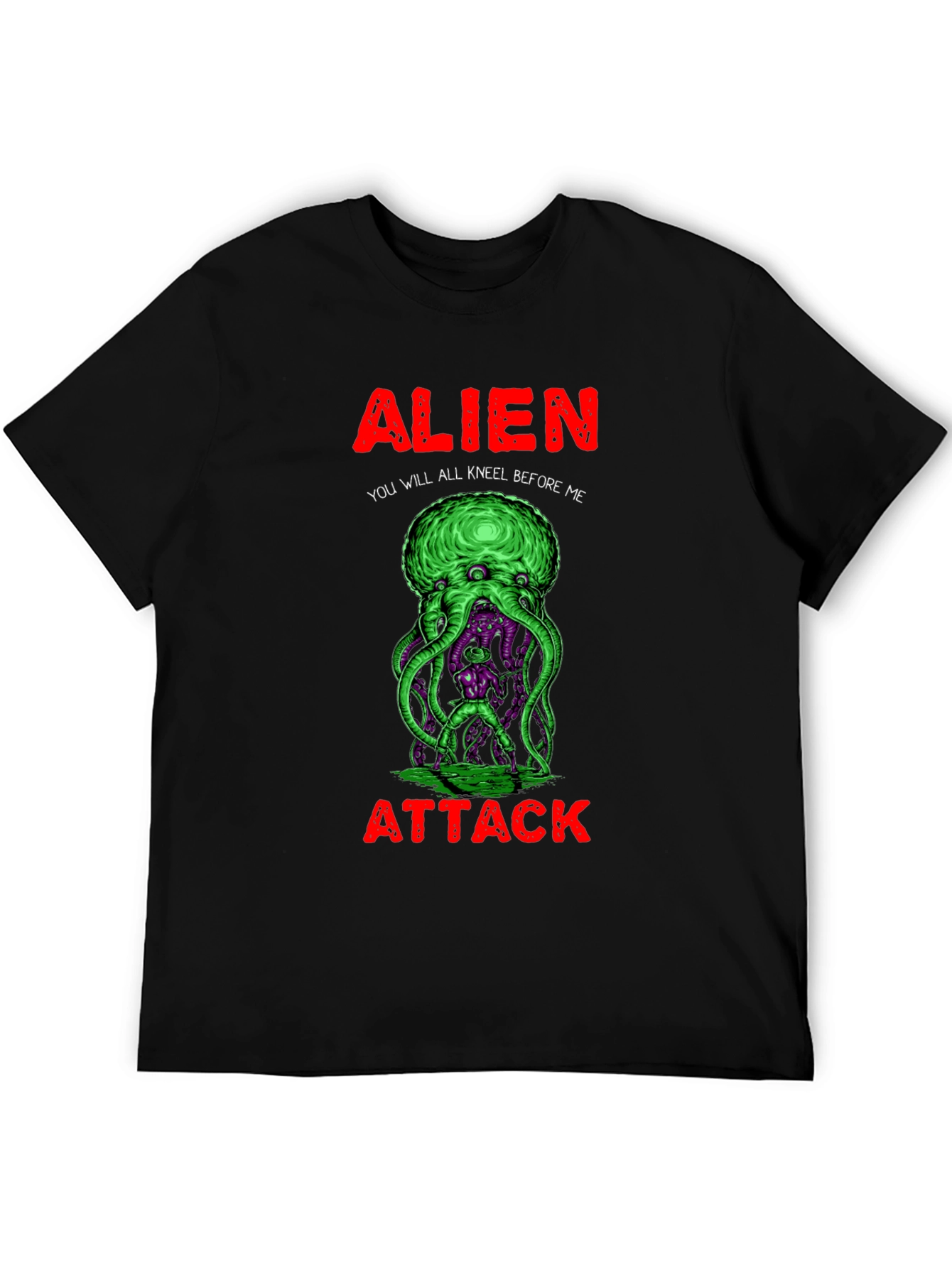 Black Alien Attack Graphic T-Shirt view 5