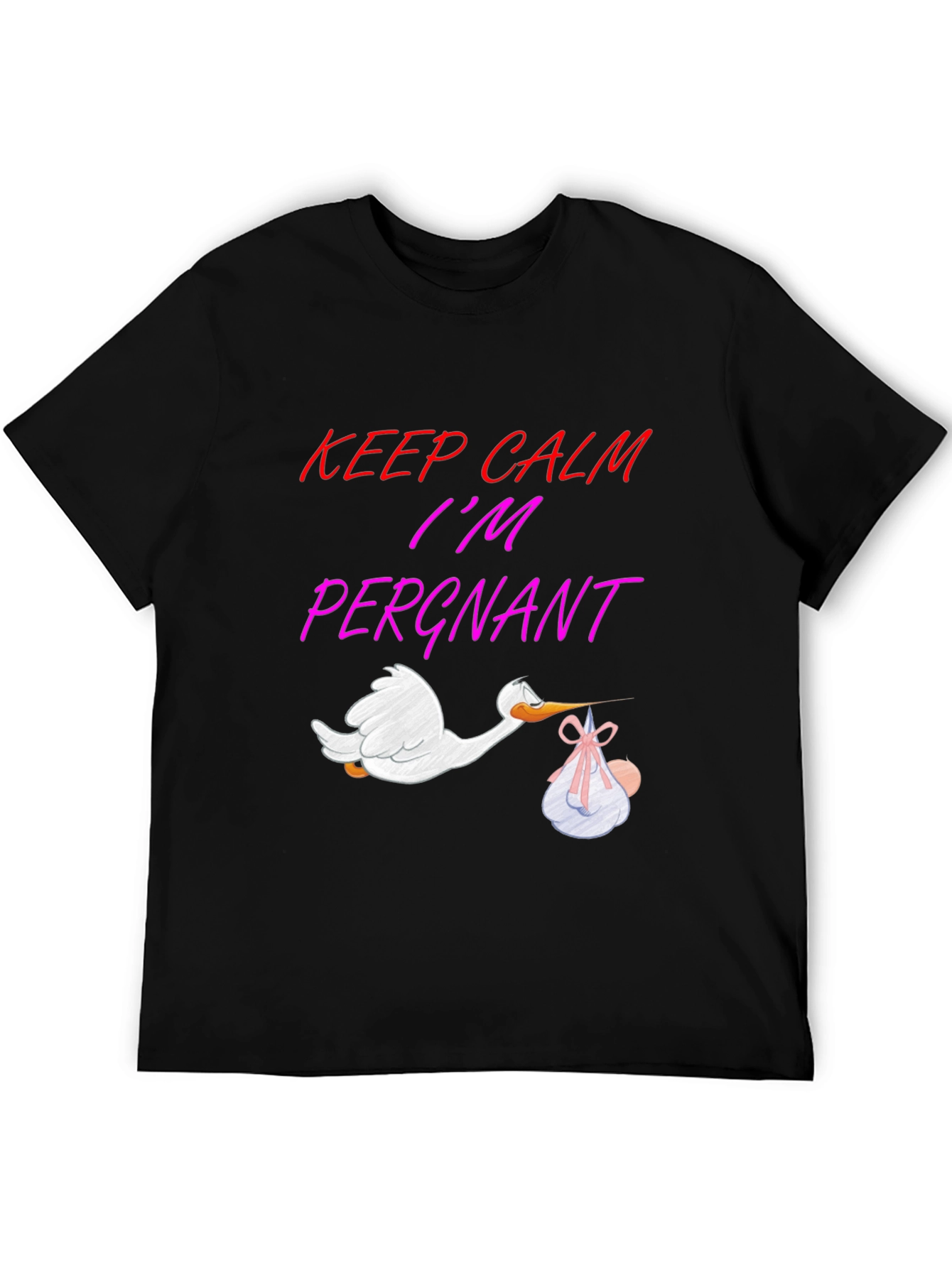 Black Keep Calm I'm Pergant T-Shirt view 5