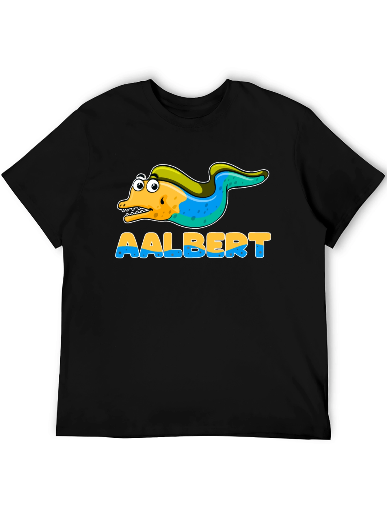 Black Aalbert Eel Cartoon Graphic T-Shirt view 5