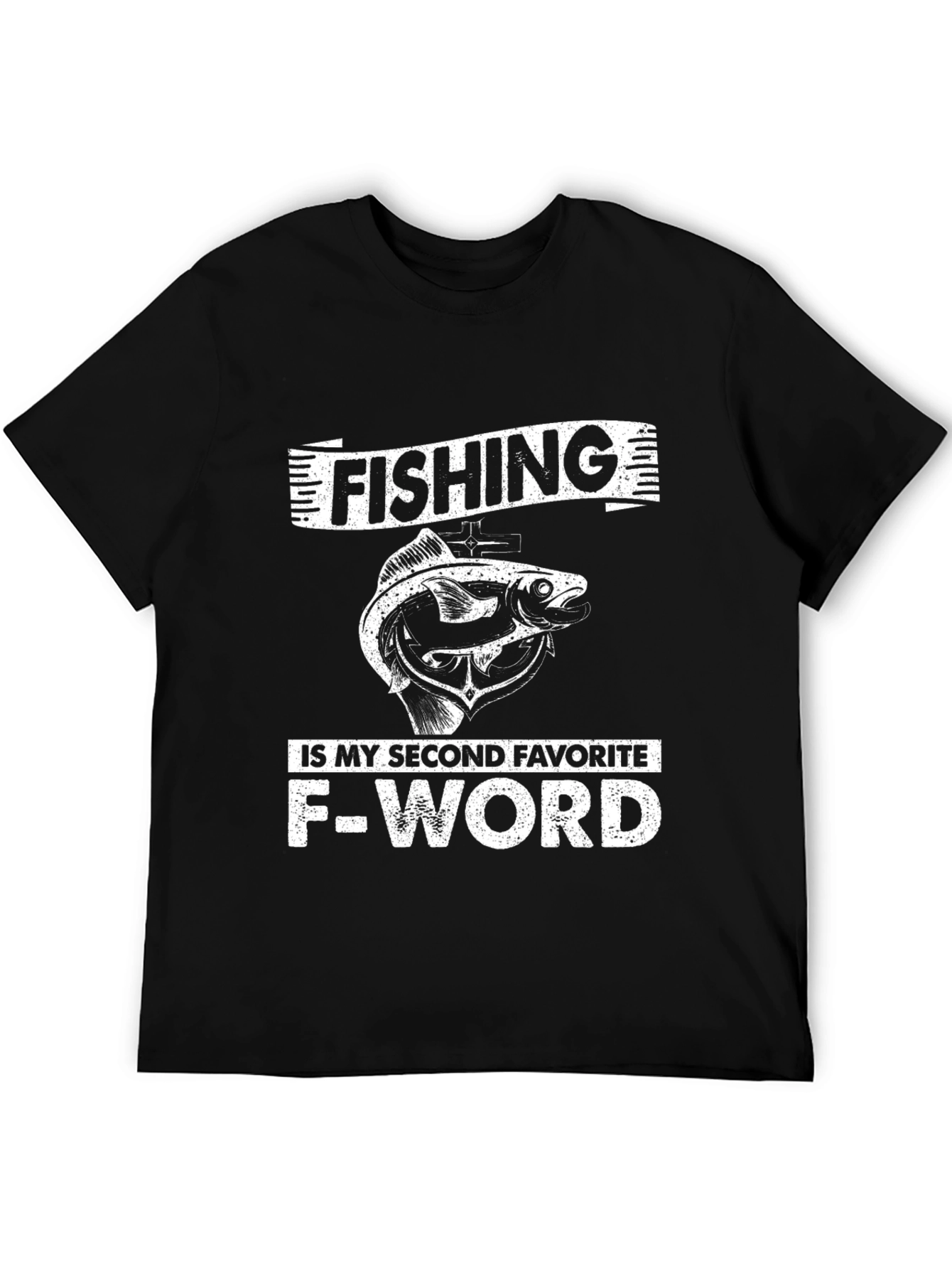 Black Funny Fishing F-Word Graphic T-Shirt view 5