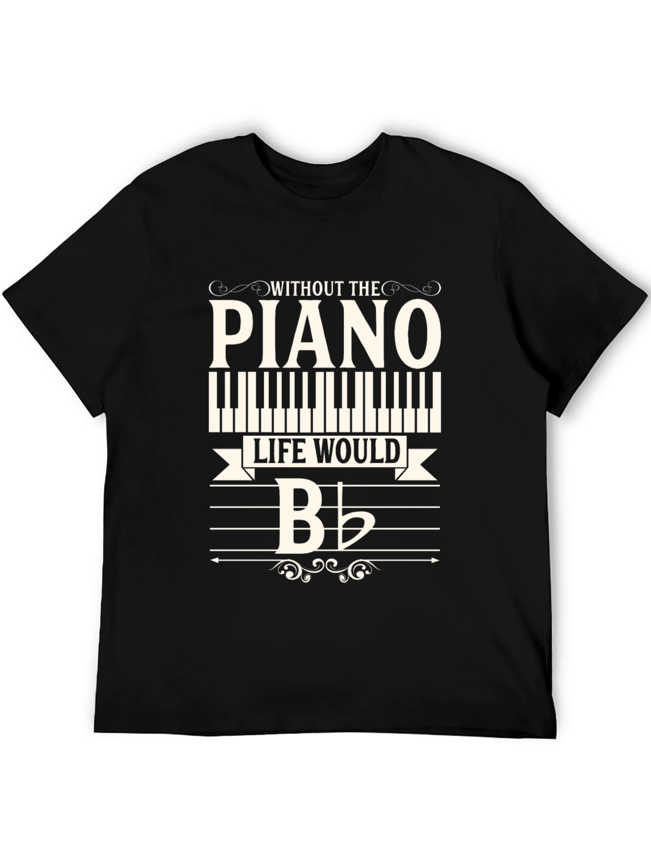 Black Piano Life T-Shirt - Musician Gift Tee view 5