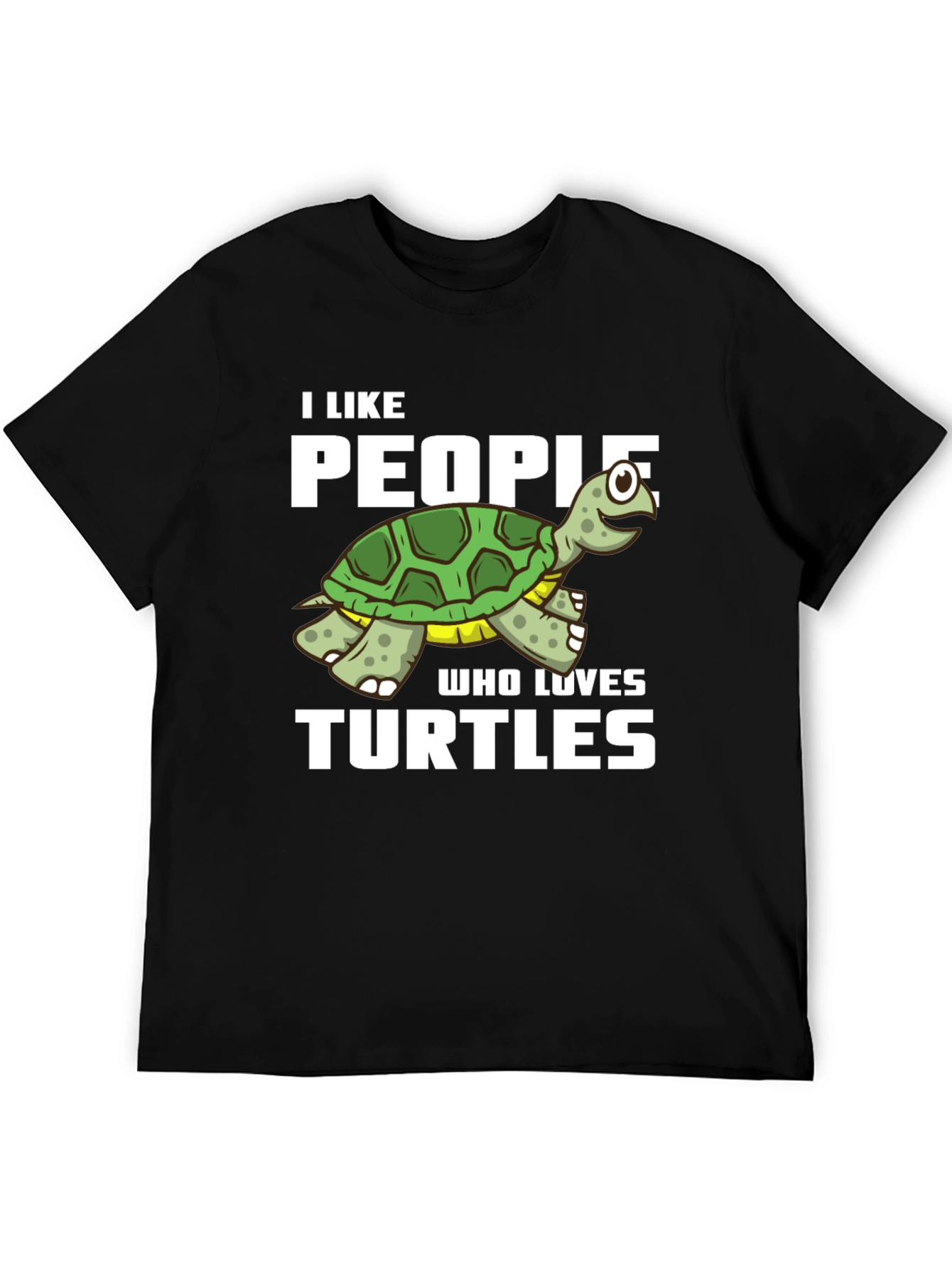 Black I Like People Who Loves Turtles Black T-Shirt view 5