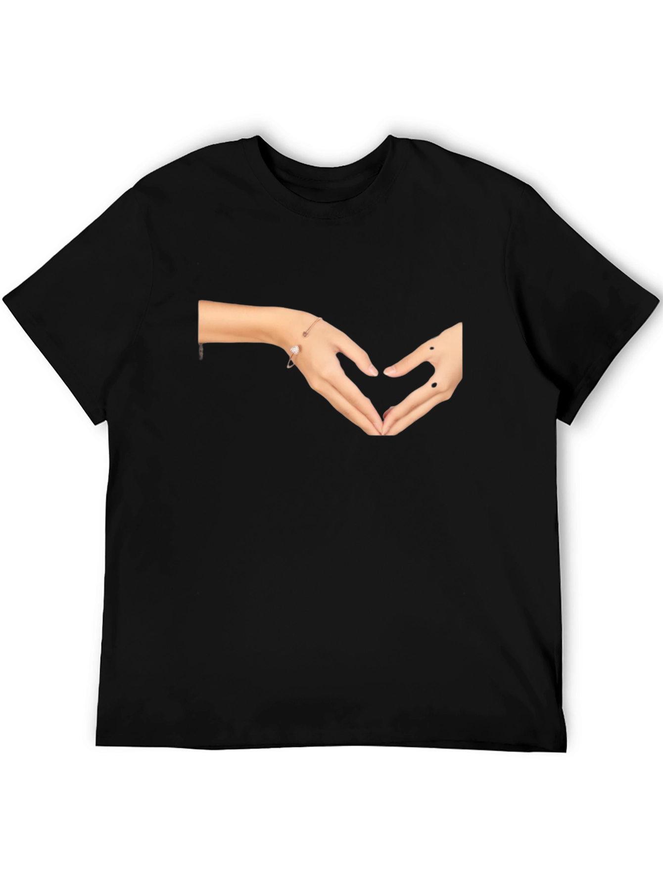 Black Heart Hands Graphic Tee - Black Casual Top view 5