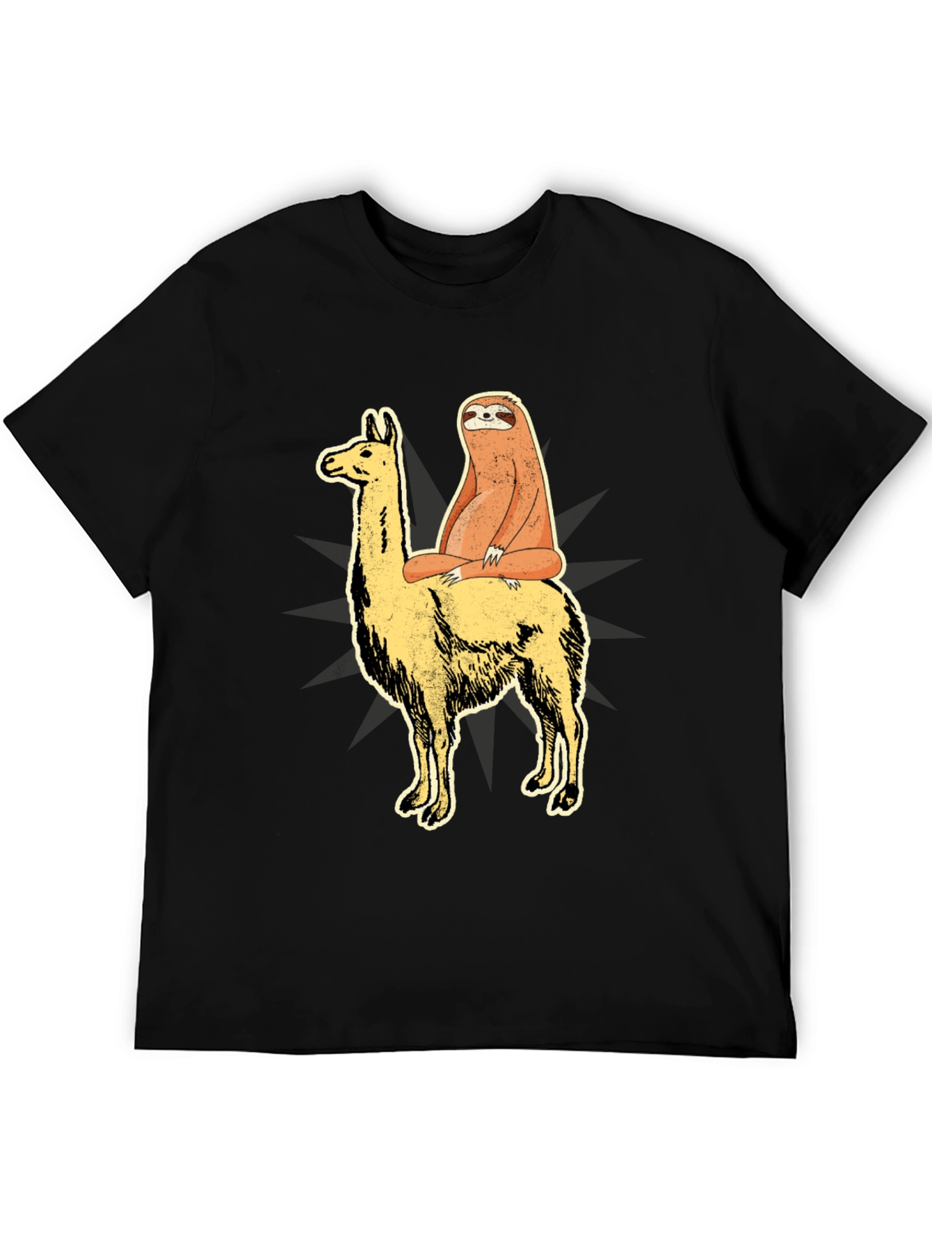 Black Sloth Riding Llama Graphic Tee - Unisex T-Shirt view 5