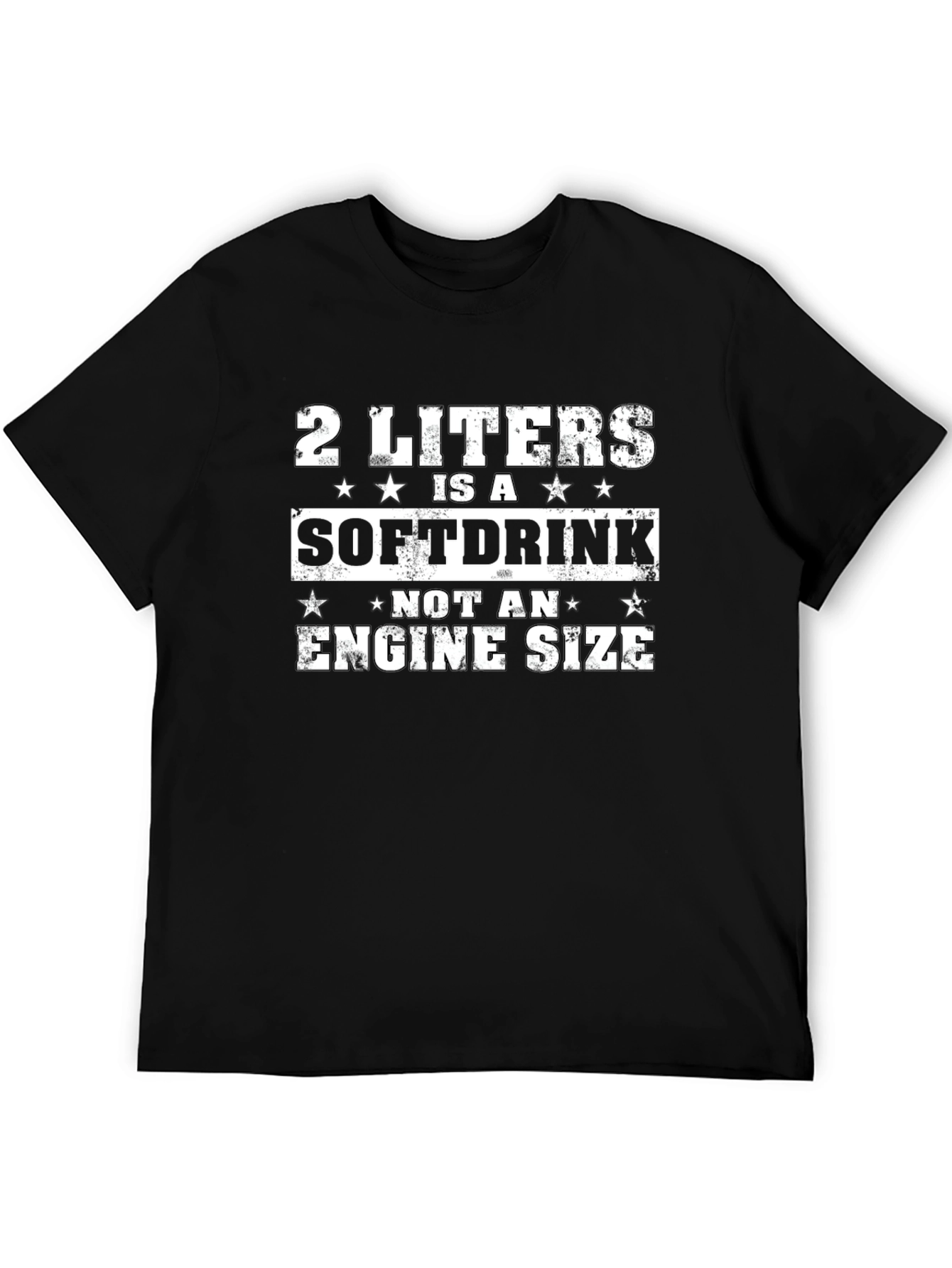 Black 2 Liters Soft Drink Engine Size Funny T-Shirt view 5