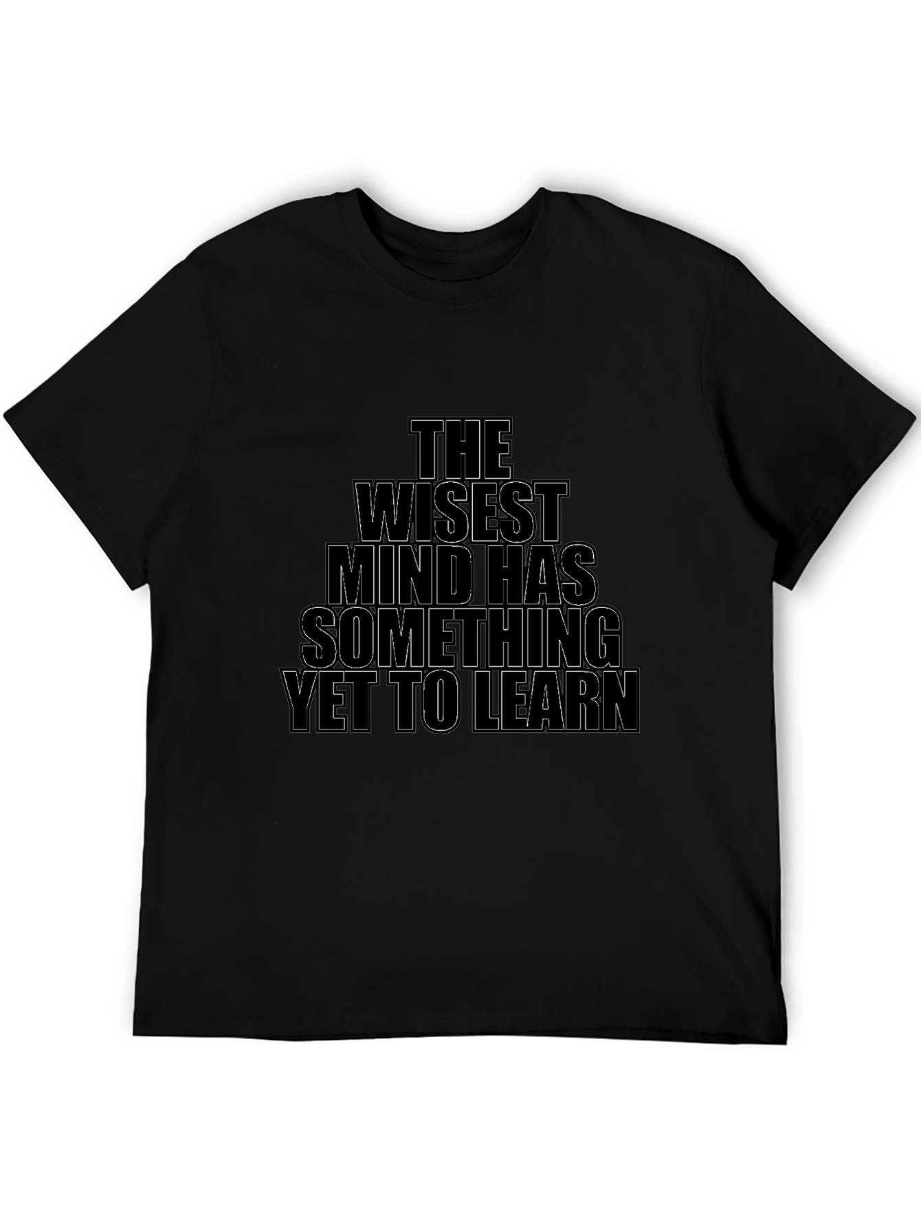 Black The Wisest Mind T-Shirt - Black Crew Neck Casual Tee view 5