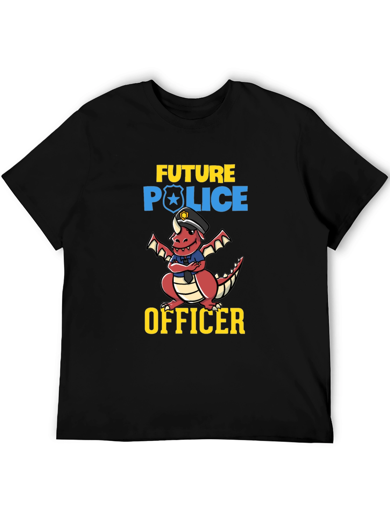 Black Future Police Officer Dragon T-Shirt view 5