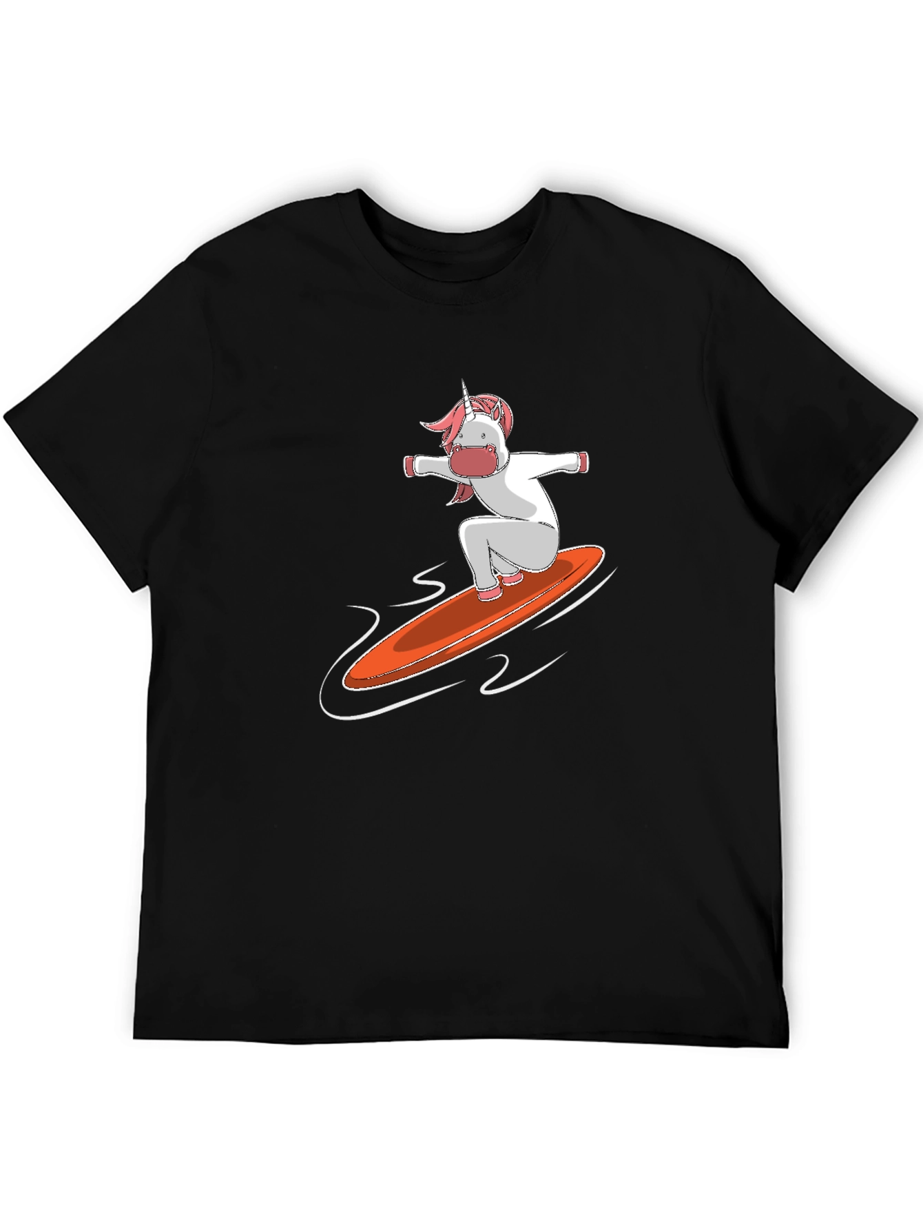 Black Unicorn Surfing T-Shirt - Fun Graphic Tee view 5
