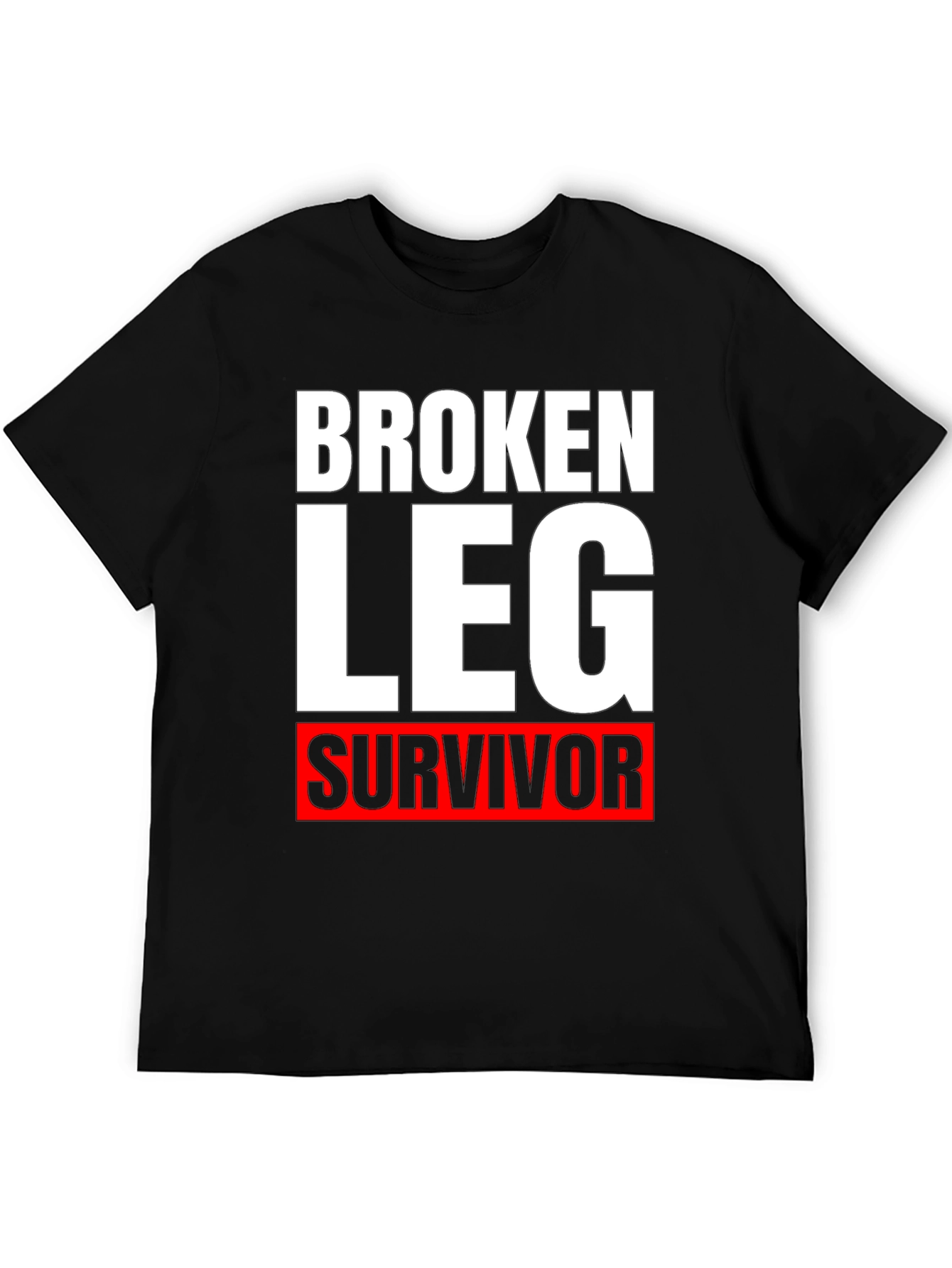 Black Broken Leg Survivor T-Shirt - Funny Get Well Soon Tee view 5