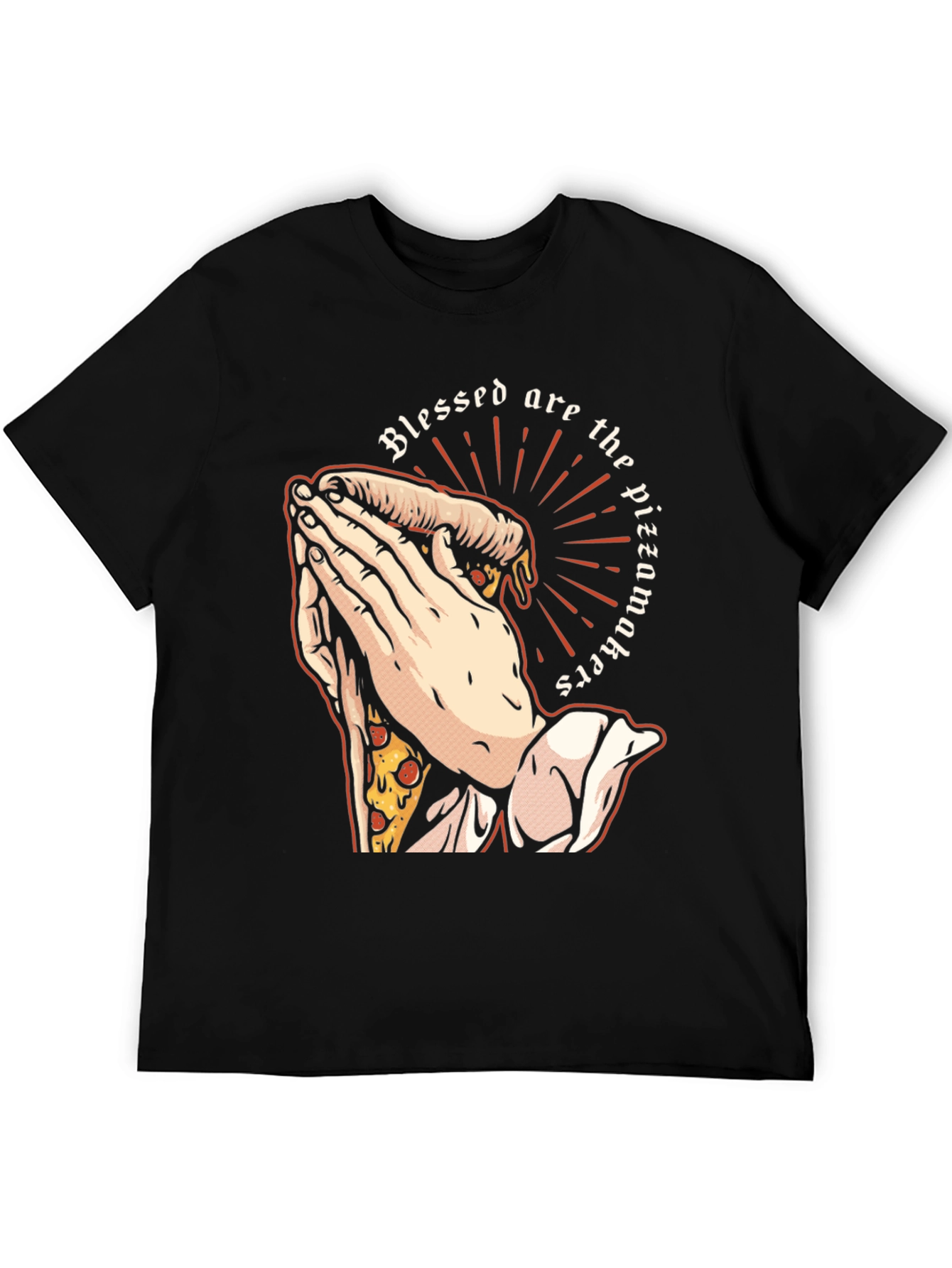Black Blessed Pizzamakers T-Shirt - Novelty Graphic Tee view 5