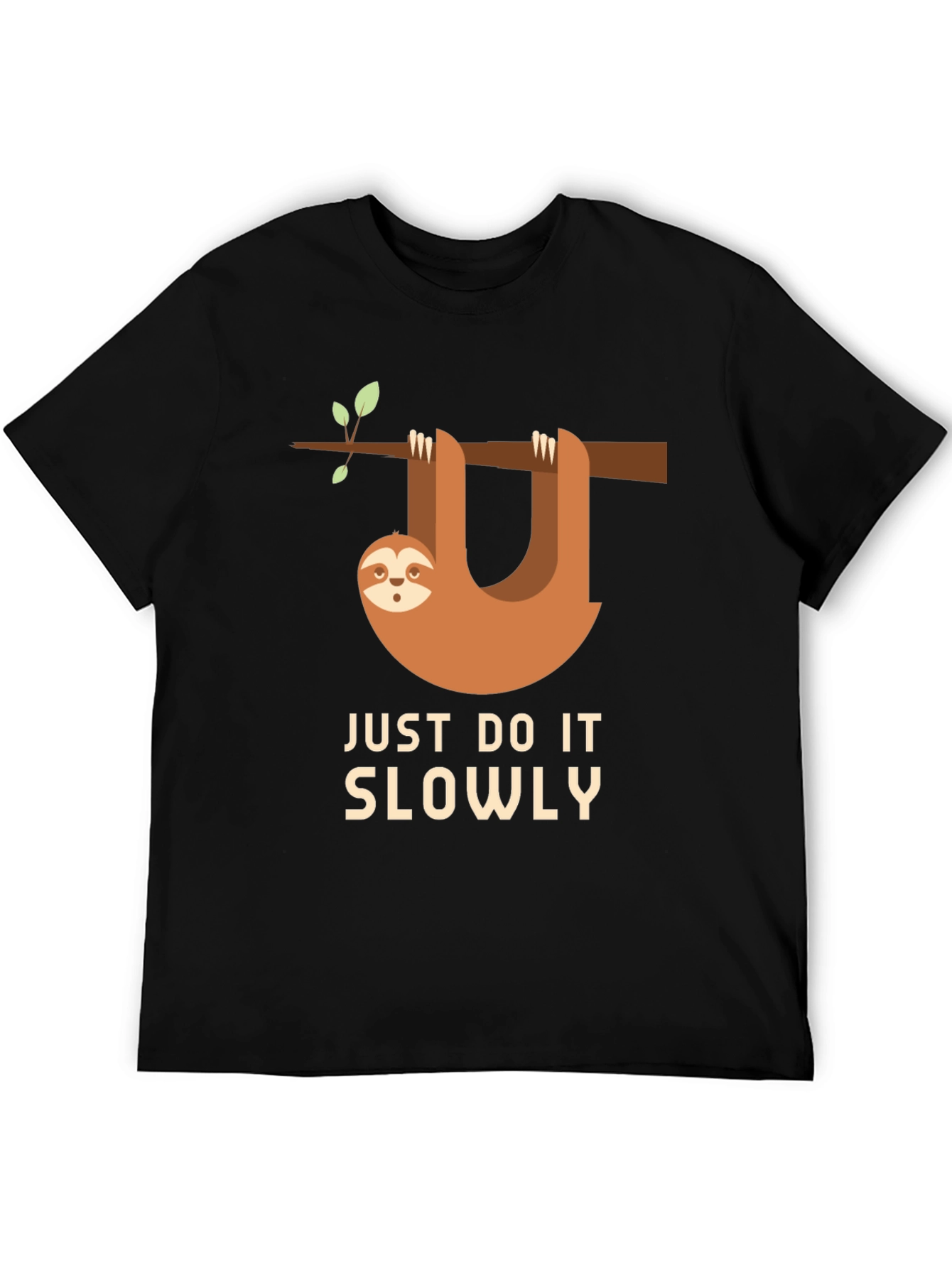 Black Funny Sloth Just Do It Slowly T-Shirt view 5