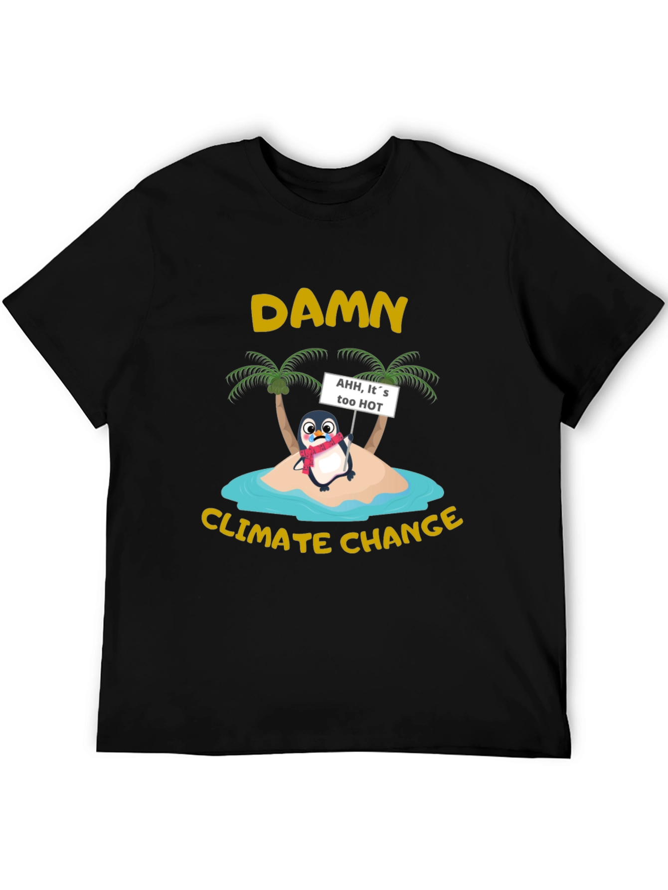Black Damn Climate Change Penguin Graphic Tee view 5