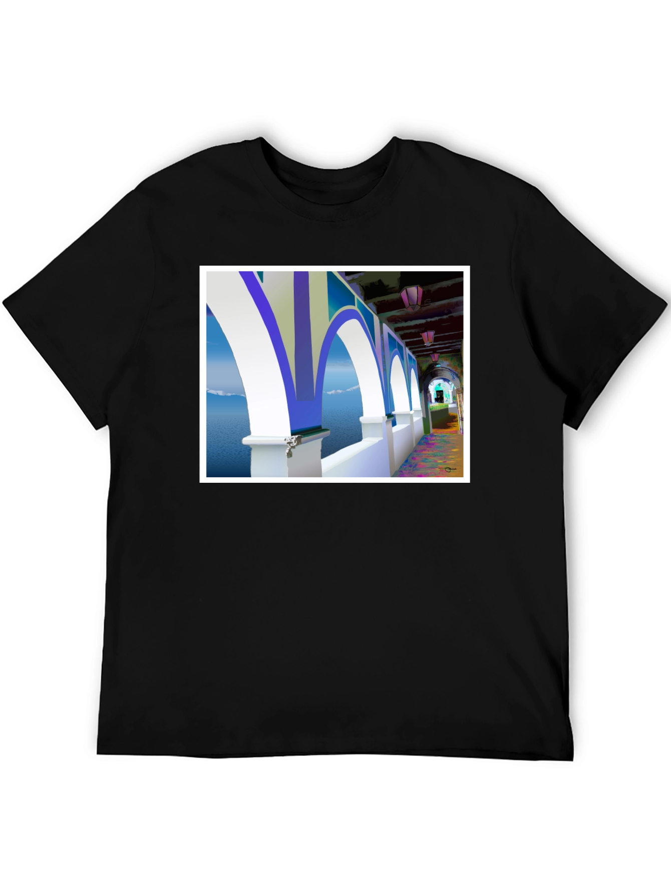 Black Arched Seascape Graphic Tee view 5