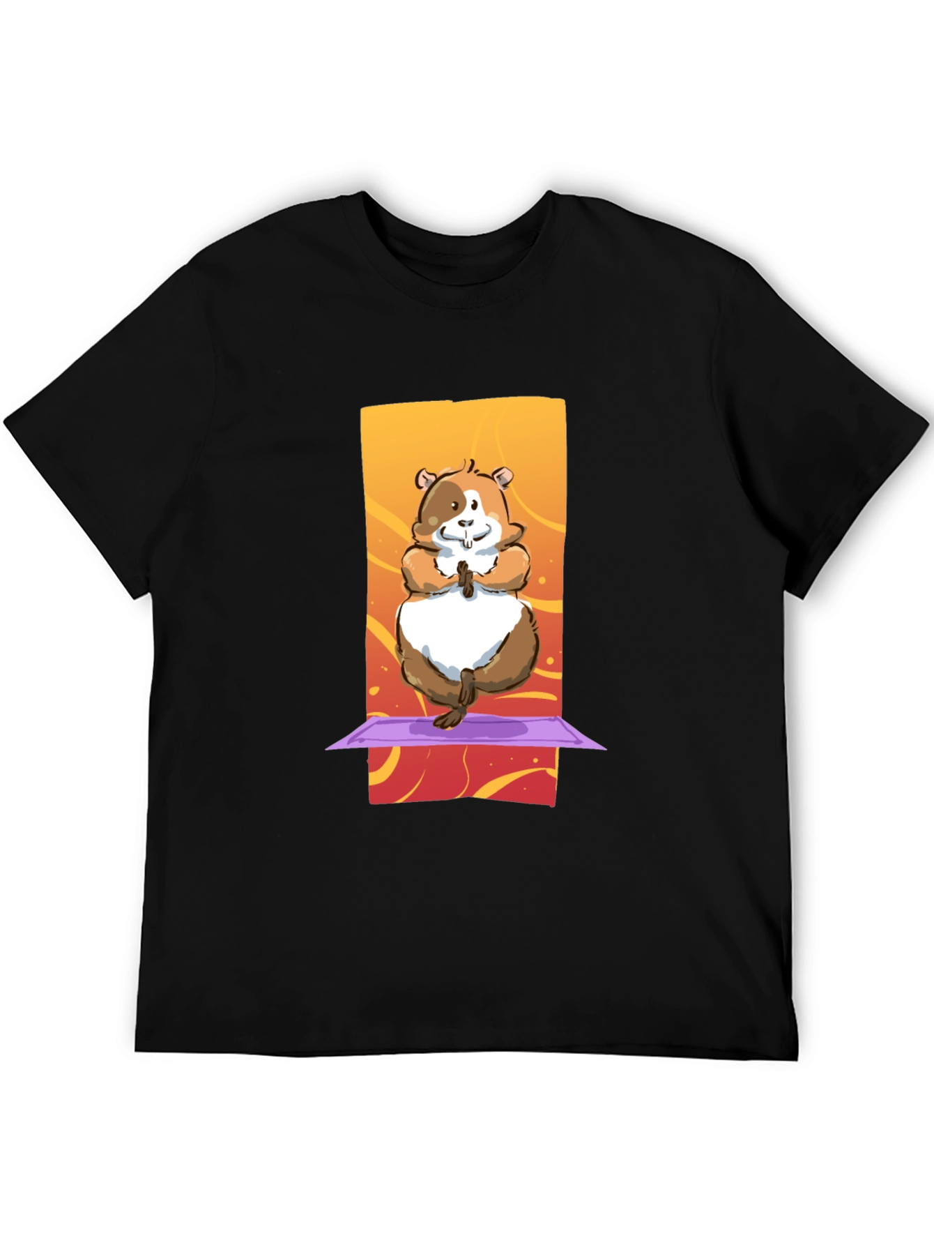 Black Yoga Hamster T-Shirt: Funny Graphic Tee view 5