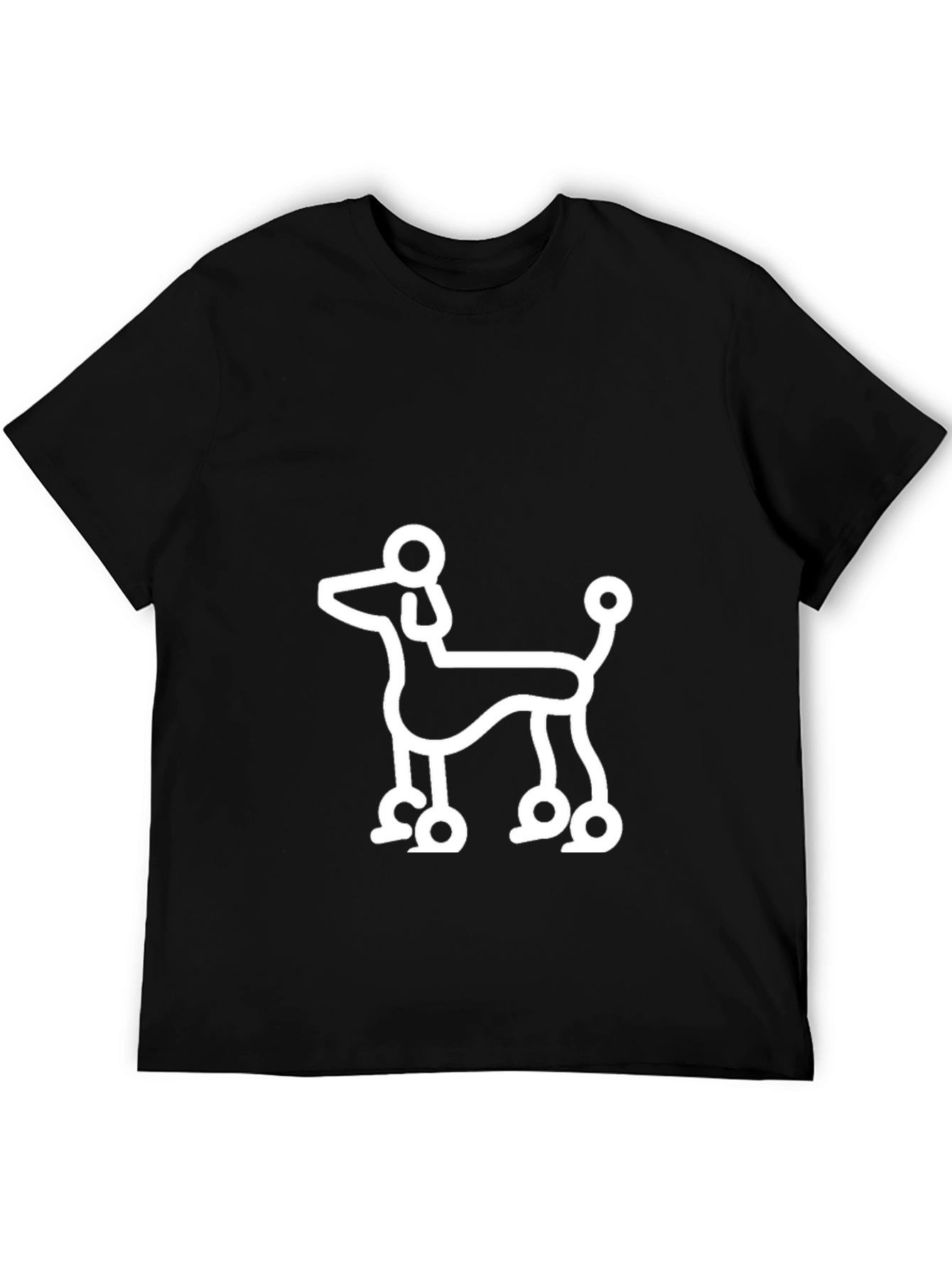 Black Poodle Outline Black T-Shirt view 5