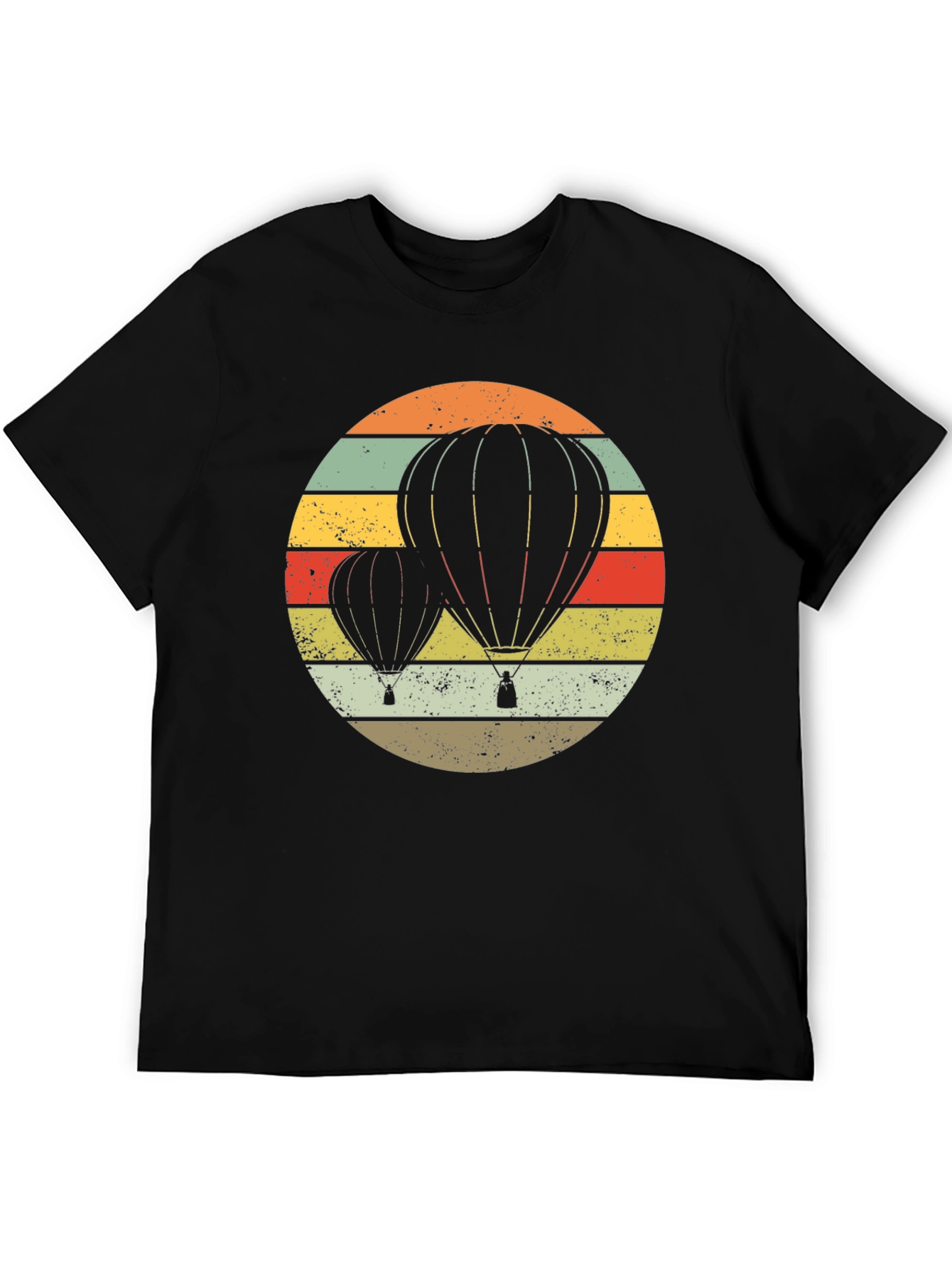 Black Retro Hot Air Balloon Graphic Tee - Vintage Style view 5