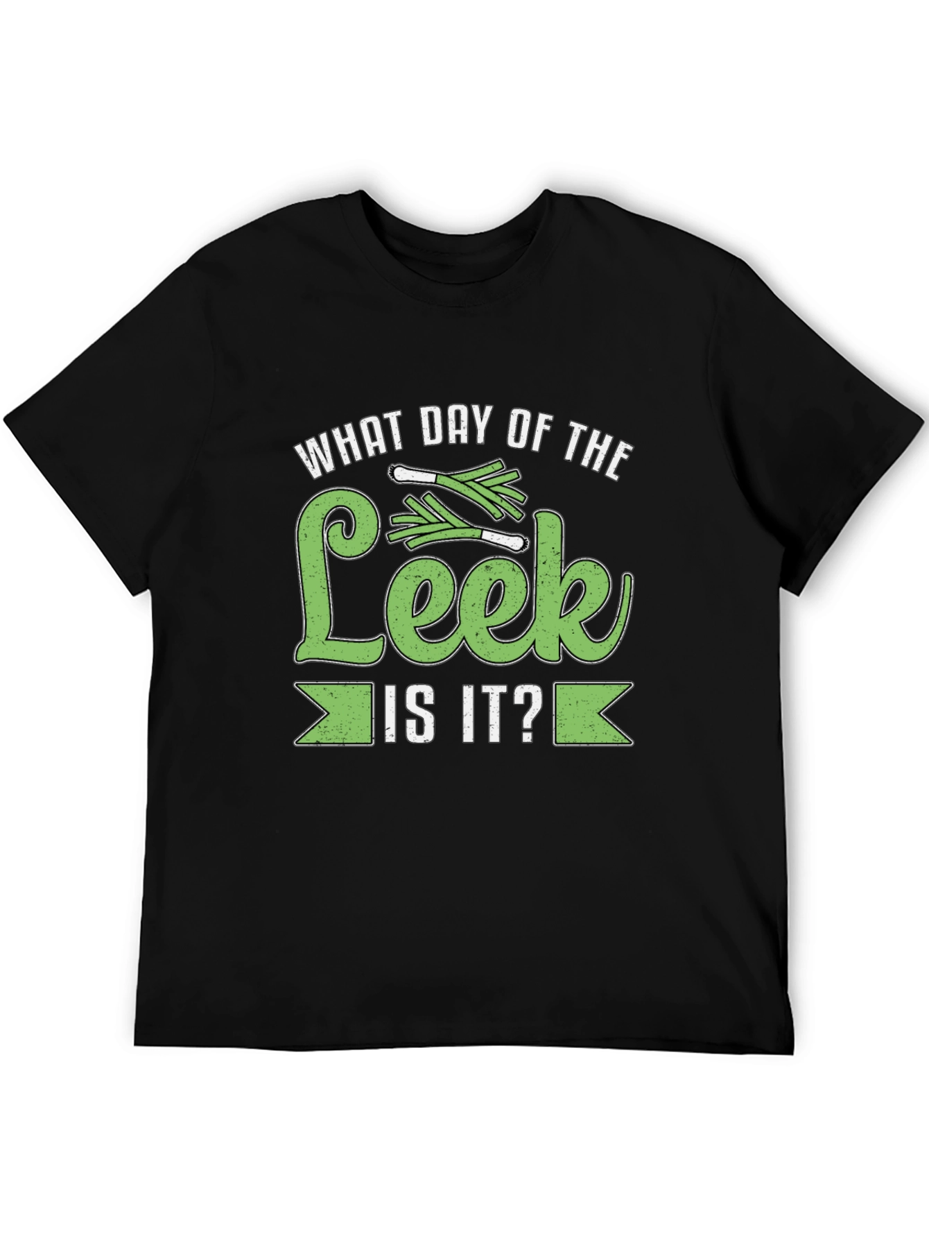 Black What Day of The Leek is It? T-Shirt view 5