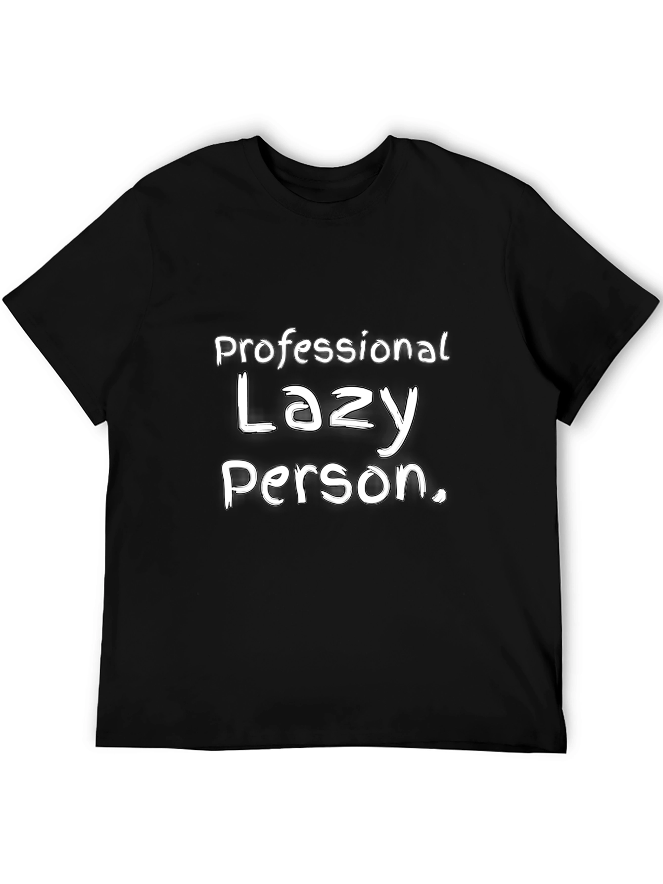 Black Funny "Lazy Person" Graphic T-Shirt view 5