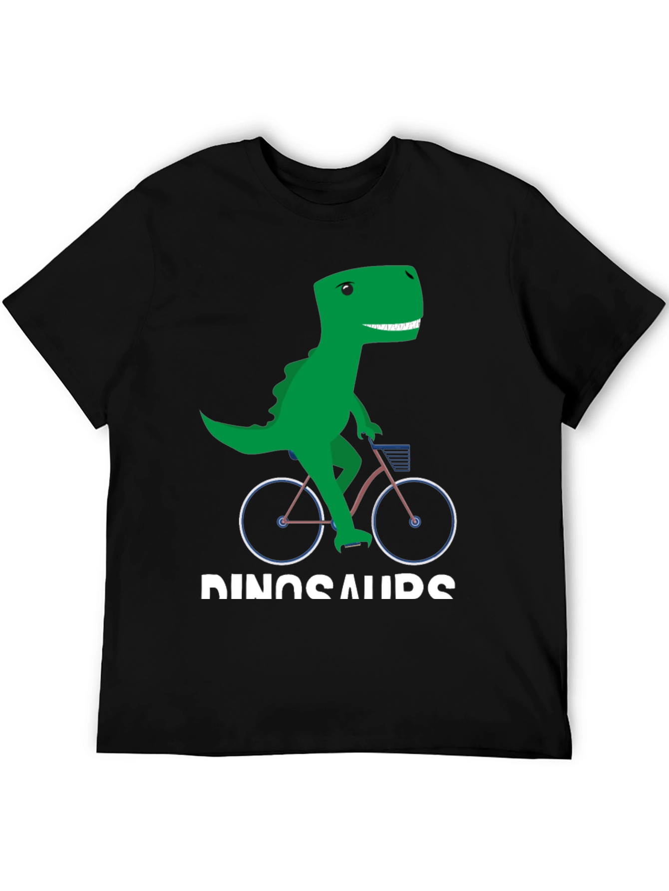 Black Dinosaur Riding Bike Graphic T-Shirt view 5