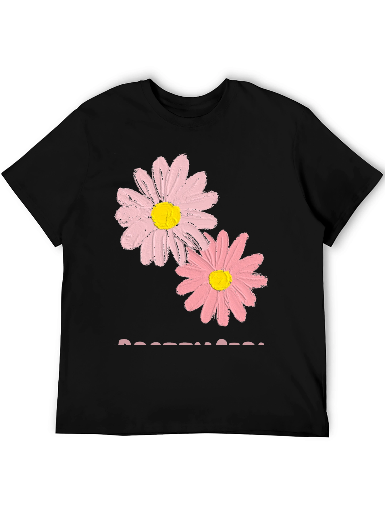 Black Pink Daisy Graphic T-Shirt - Soft Cotton Blend view 5