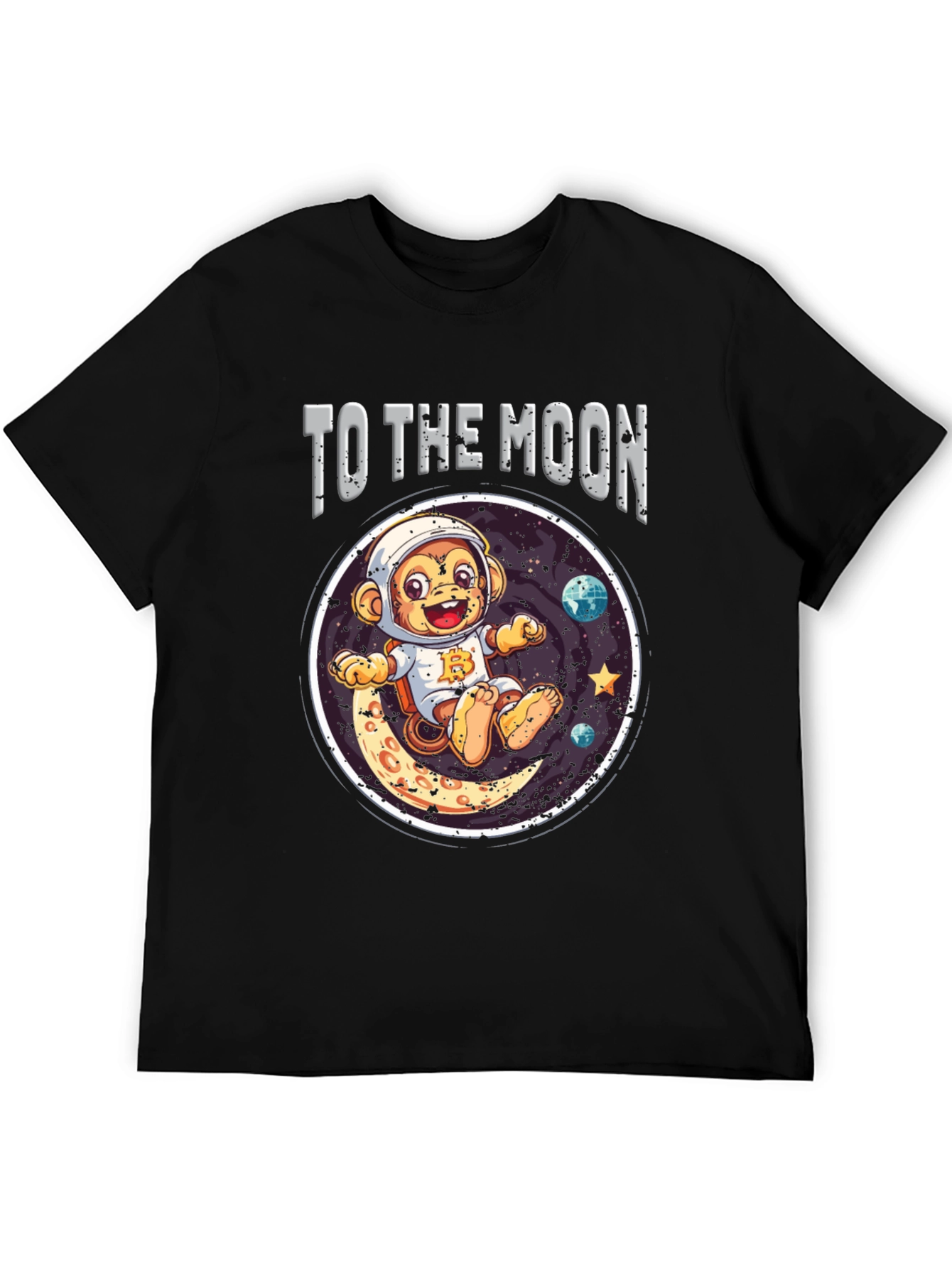 Black To the Moon Monkey T-Shirt - Crypto Ape view 5
