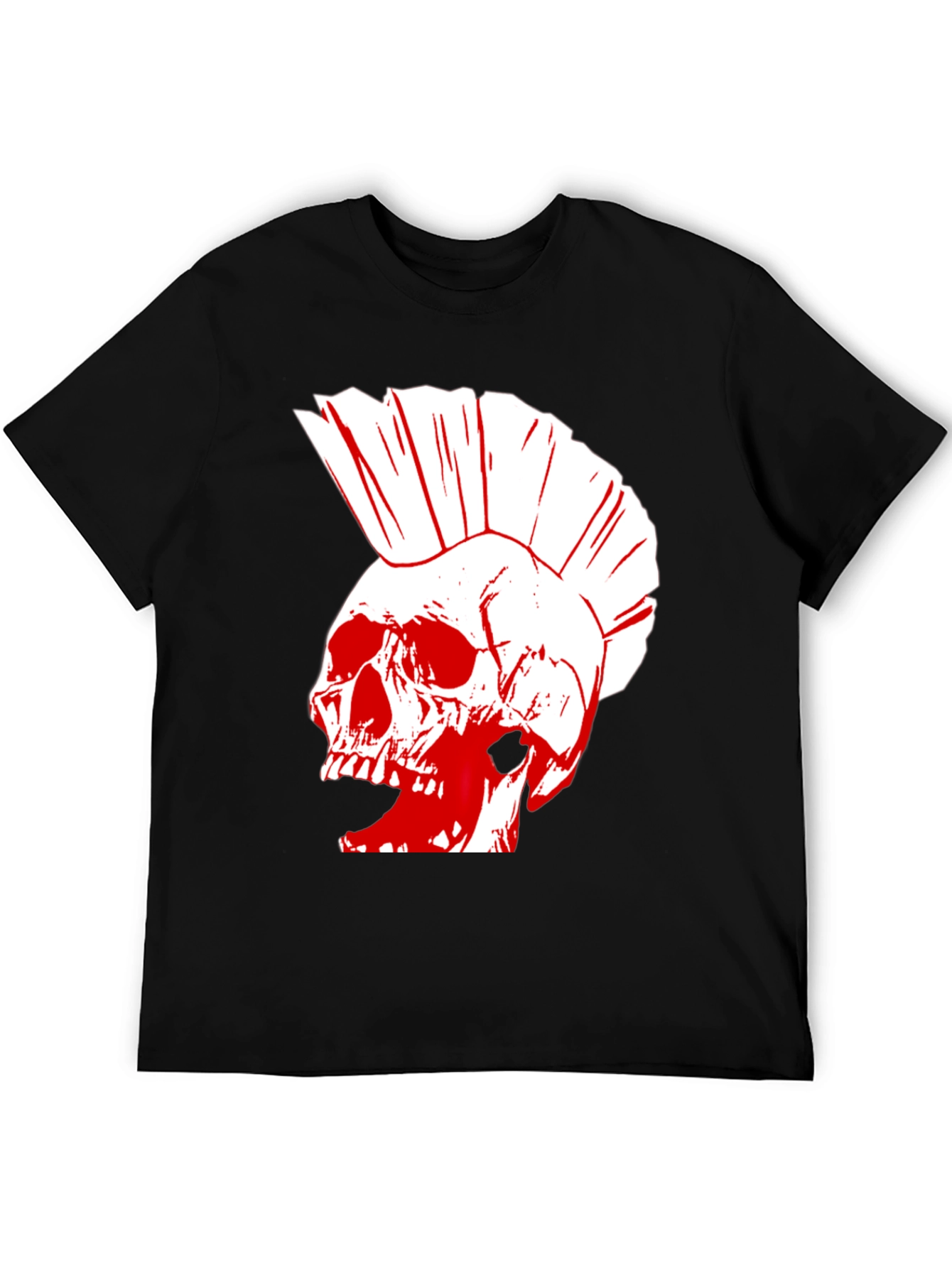 Black Punk Skull Graphic T-Shirt view 5
