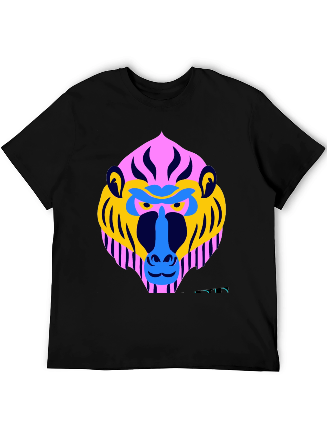 Black Vibrant Baboon Graphic Black T-Shirt - Unique Animal Design view 5