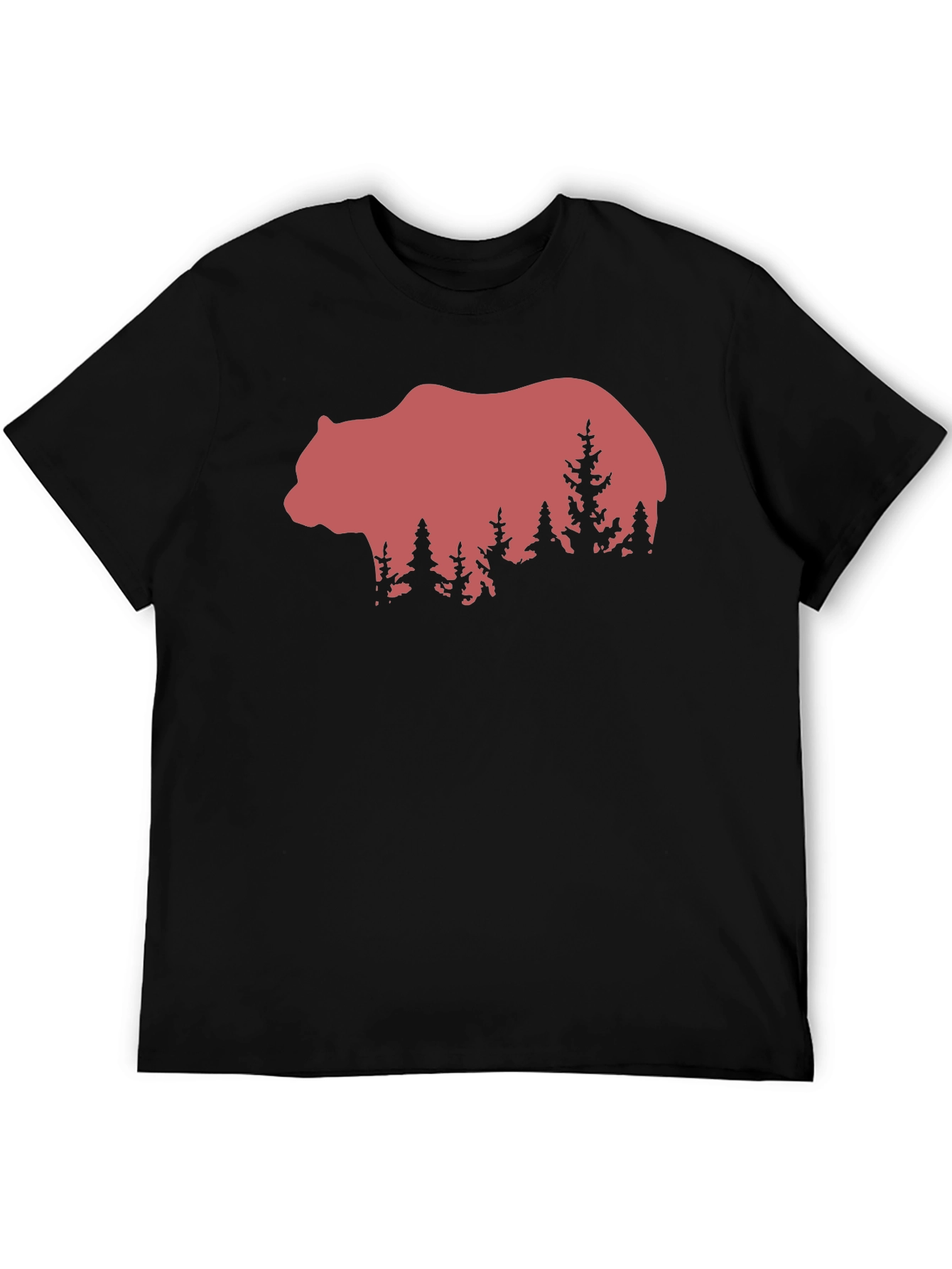 Black Bear & Forest Graphic Tee - Nature Lover's Shirt view 5