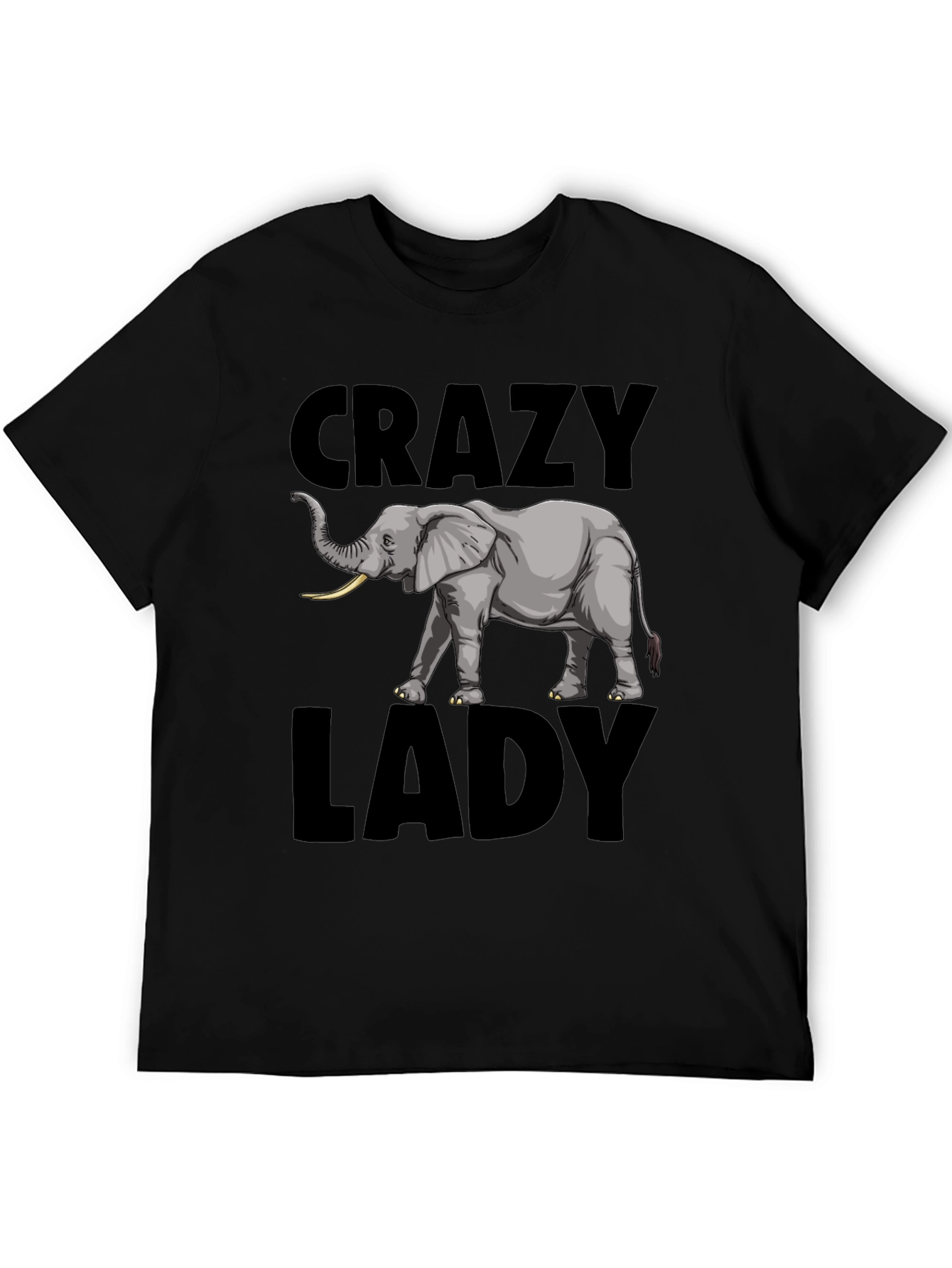 Black Crazy Elephant Lady Graphic Tee - Black view 5