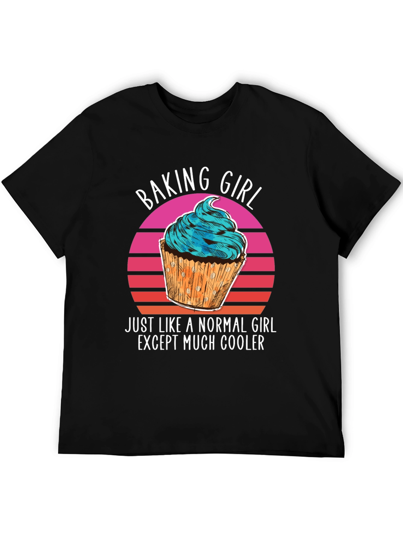 Black Baking Girl T-Shirt - Cool Cupcake Design view 5