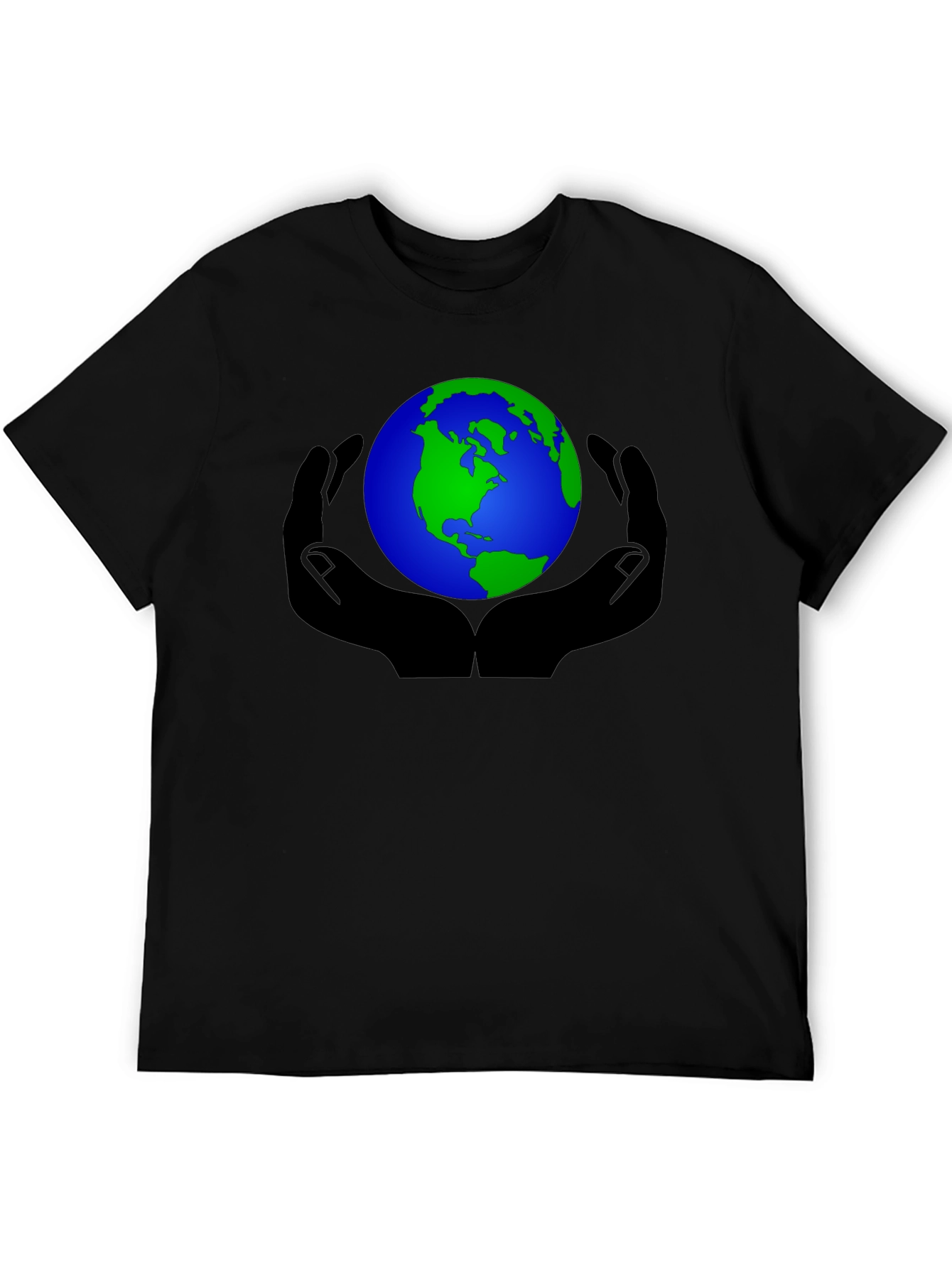 Black Earth in Hands Graphic Black T-Shirt view 5