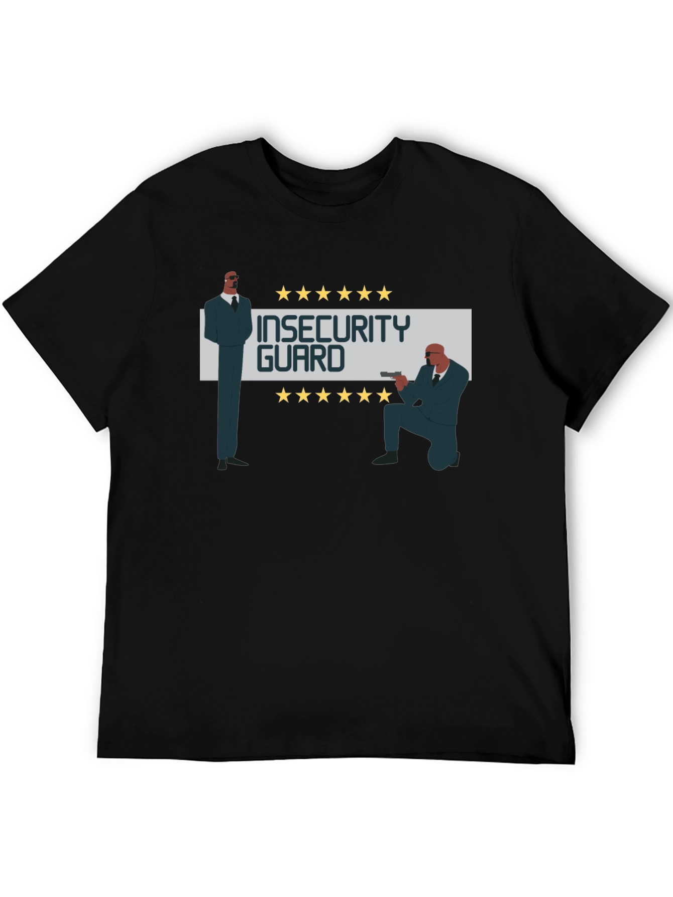 Black Insecurity Guard Graphic Tee - Funny Men's T-Shirt view 5