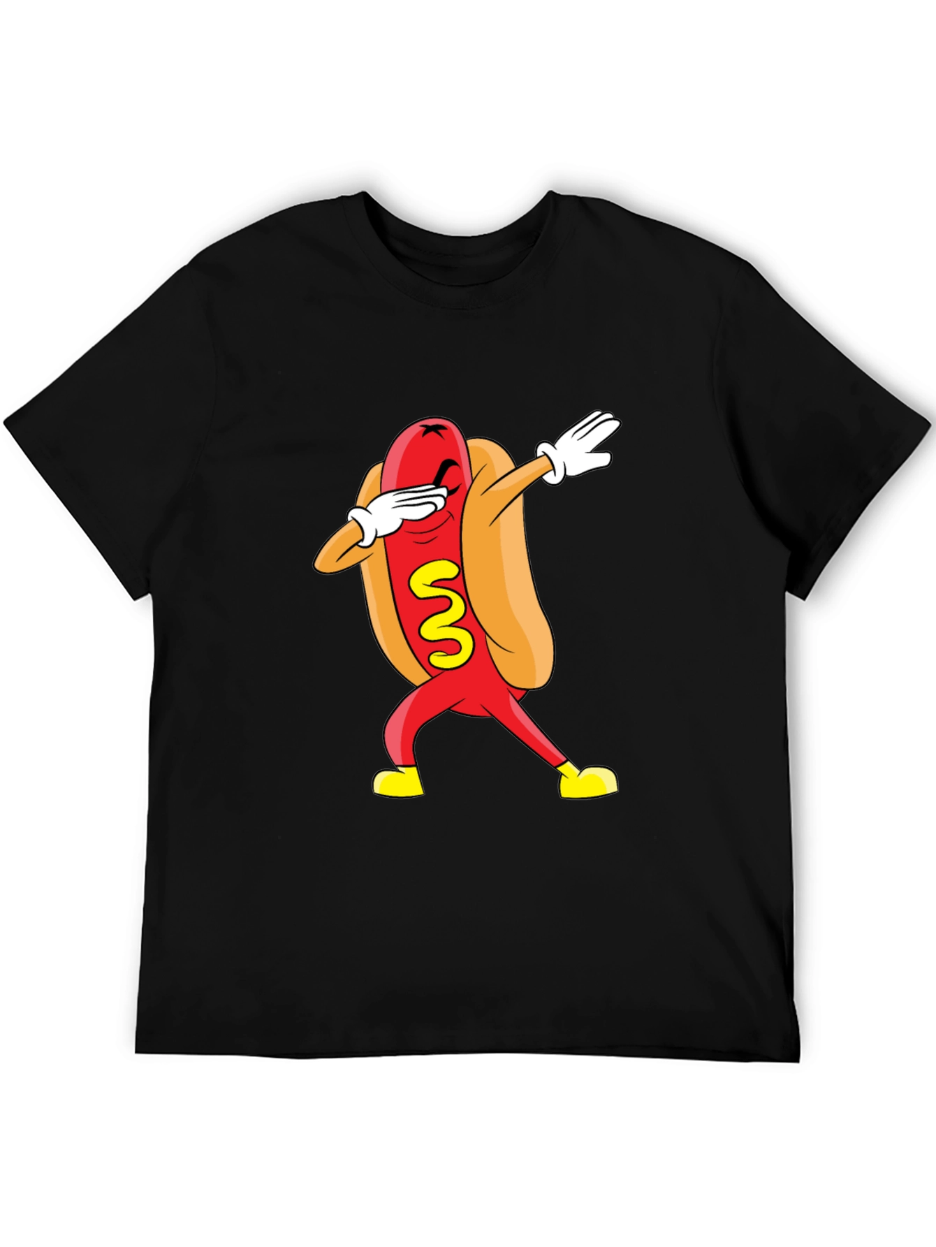 Black Funny Dabbing Hot Dog Graphic T-Shirt - Black view 5
