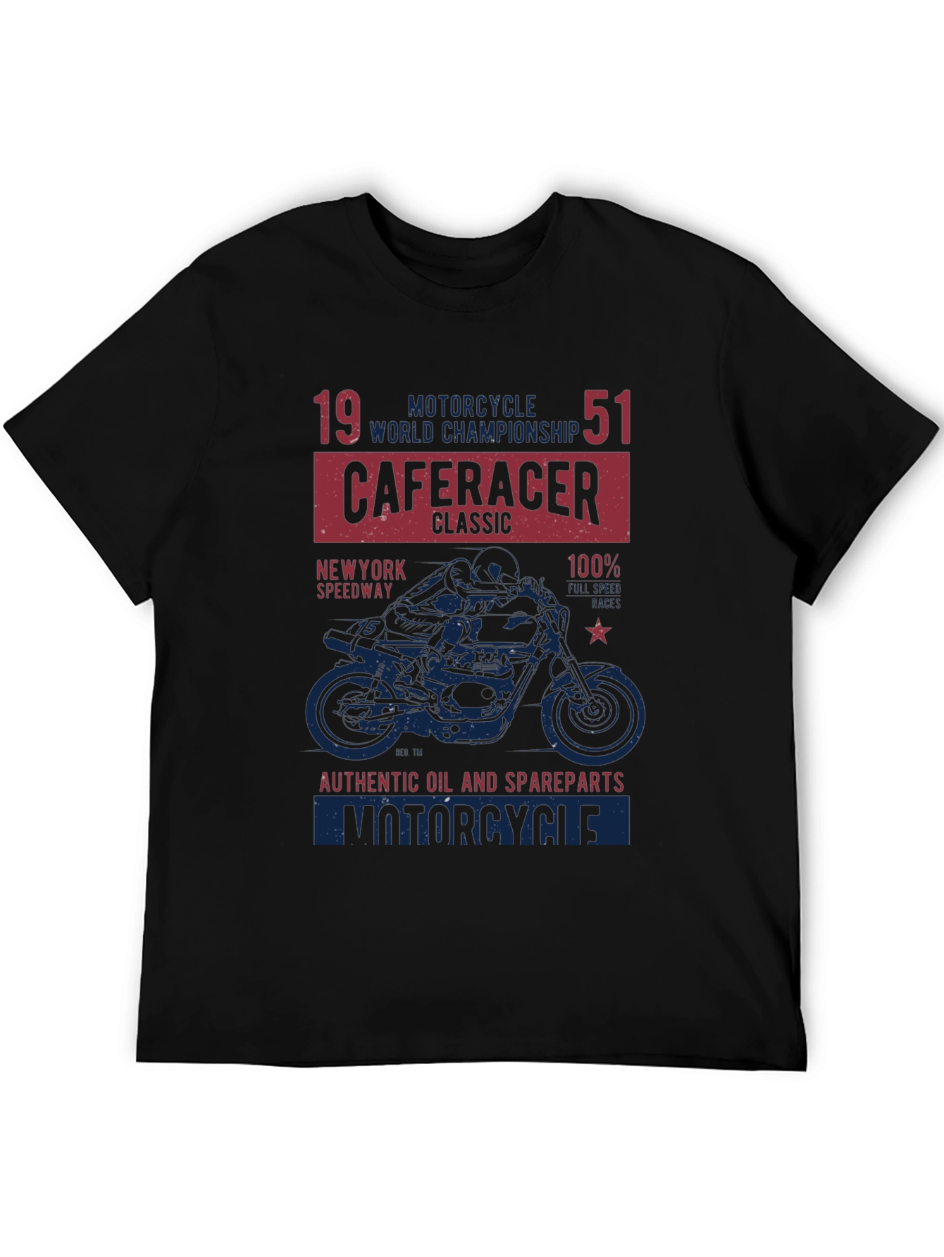 Black Cafe Racer Motorcycle Graphic T-Shirt view 5