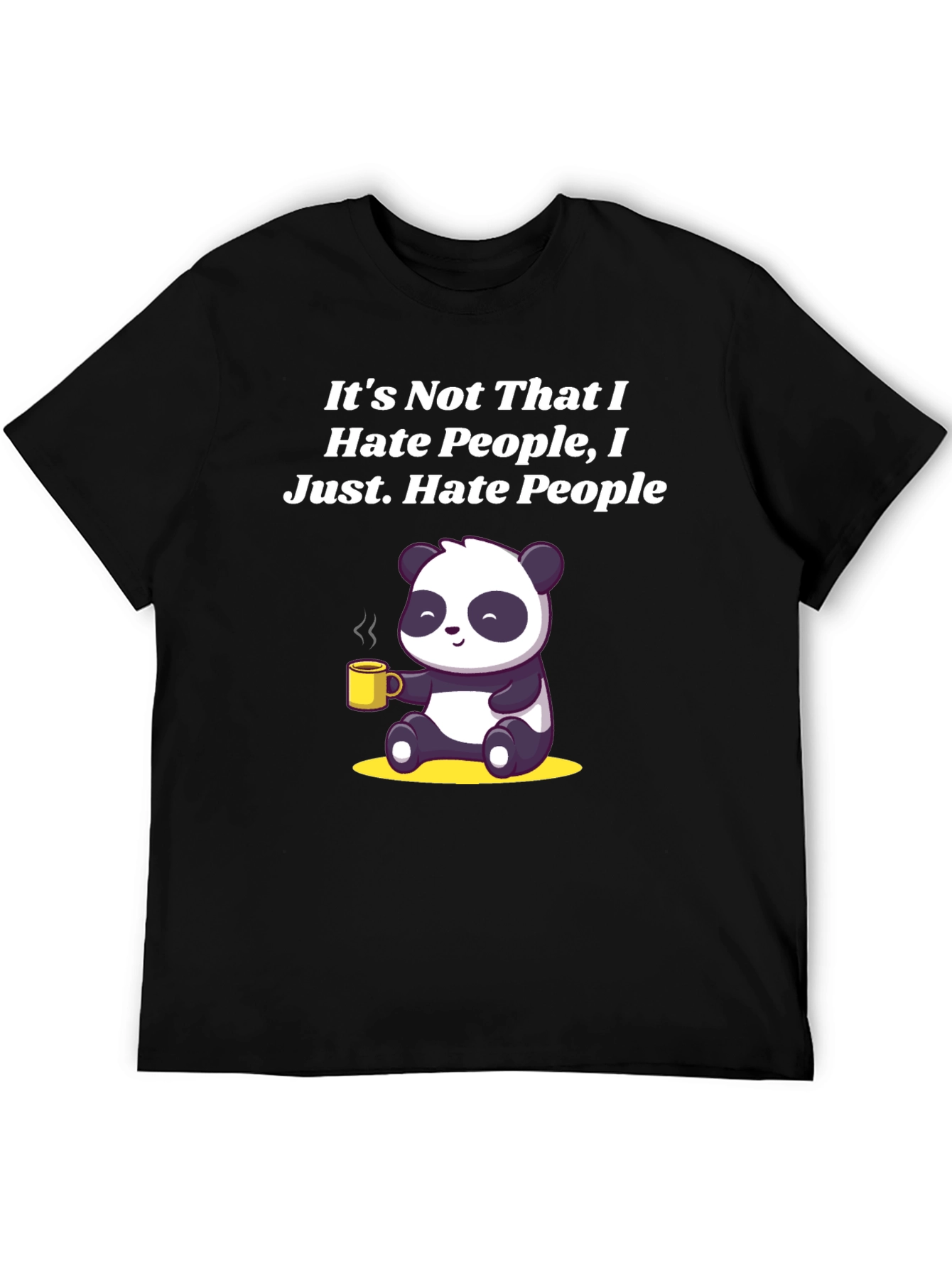 Black Hate People Panda Graphic Tee - Funny, Soft Cotton view 5