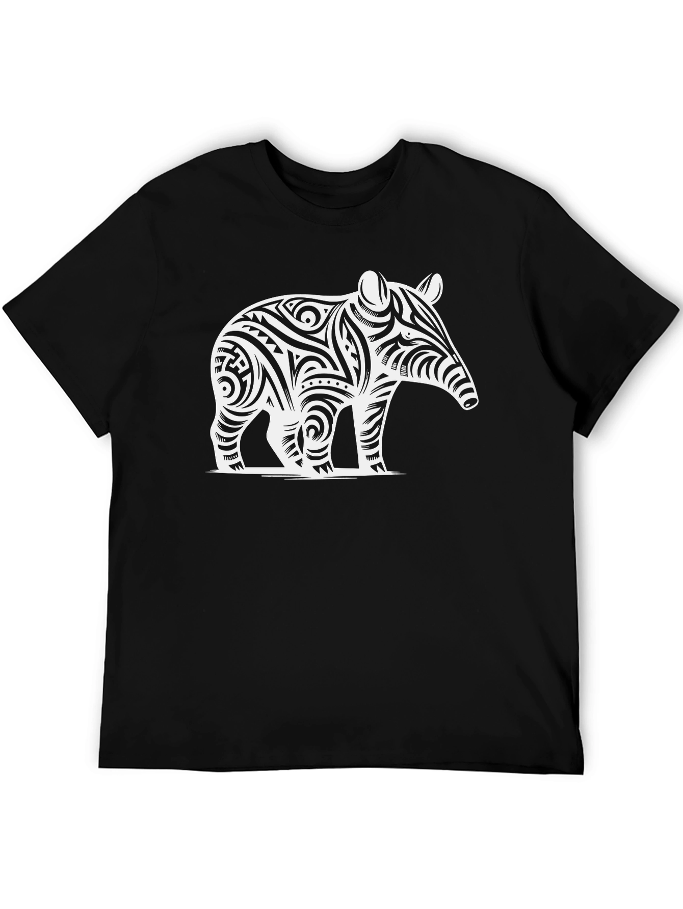 Black Tribal Tapir Black T-Shirt view 5