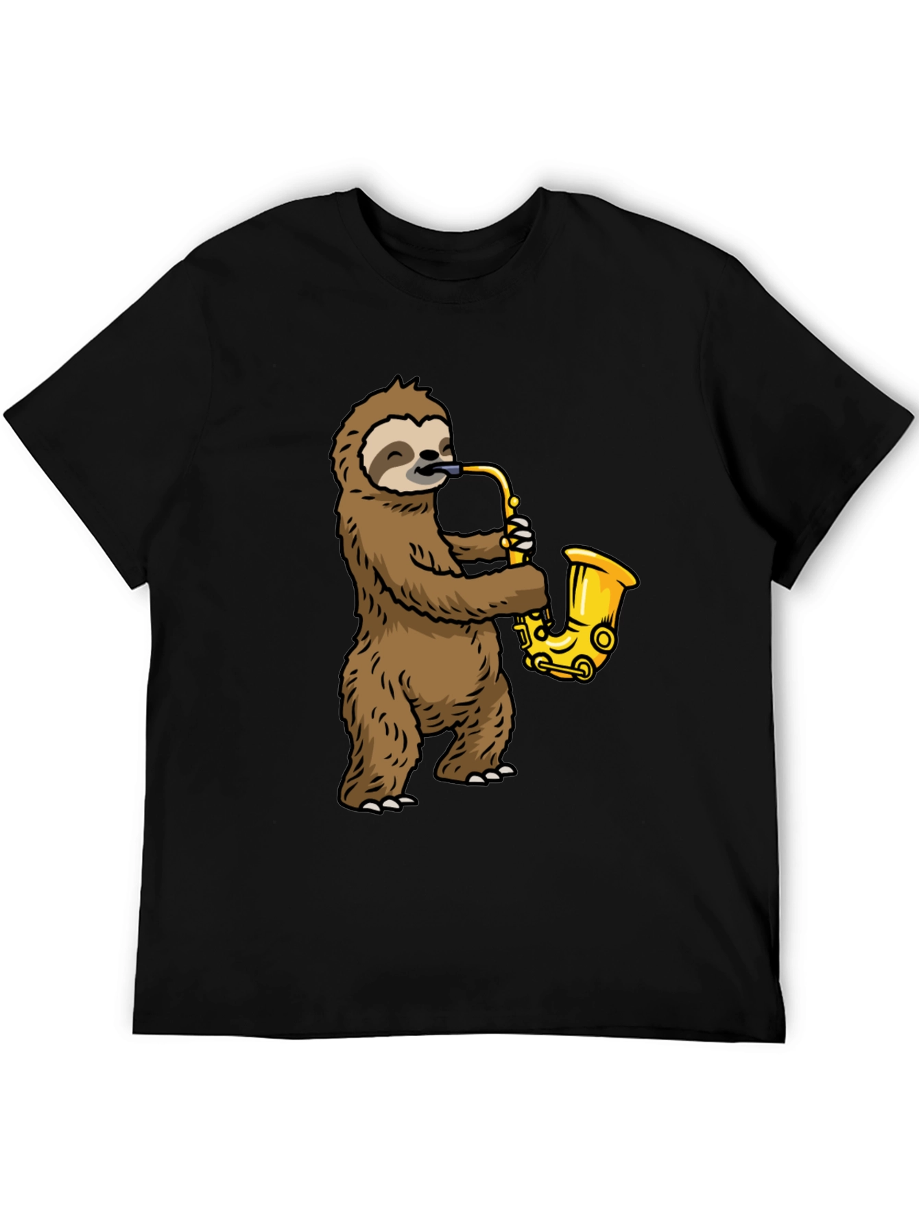 Black Sloth Saxophone Graphic Tee view 5