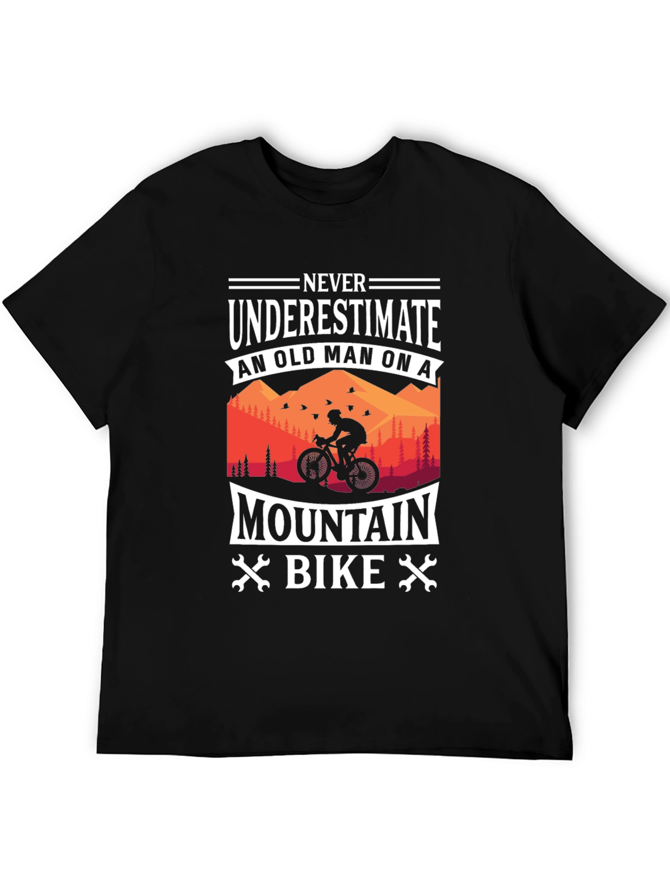 Black Mountain Bike Old Man Graphic T-Shirt view 5