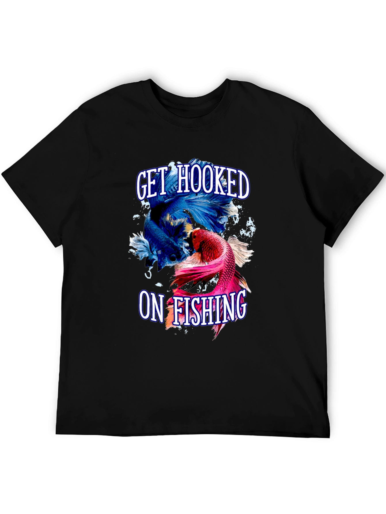 Black Get Hooked On Fishing T-Shirt view 5