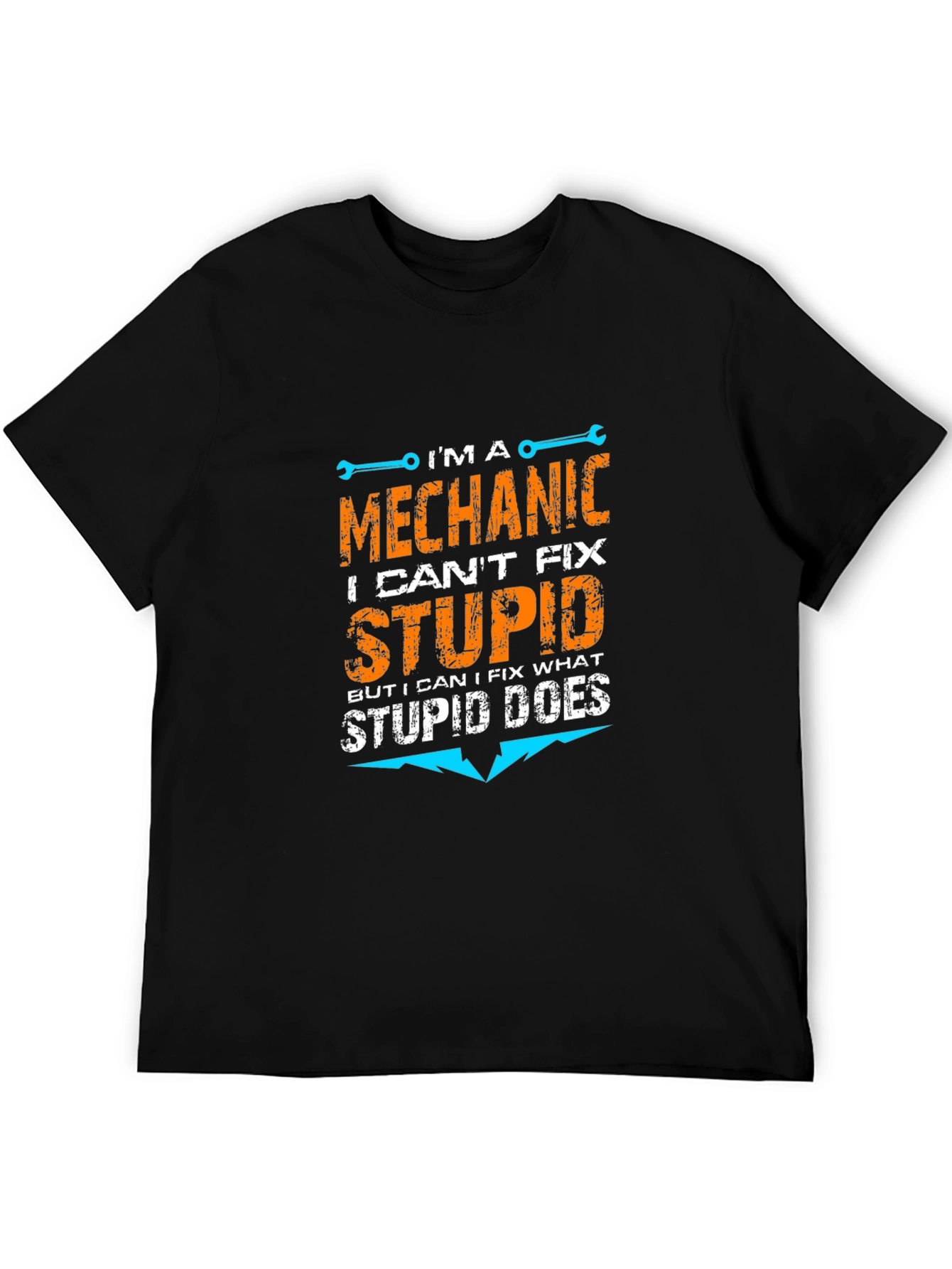 Black Mechanic T-Shirt - I Can't Fix Stupid view 5