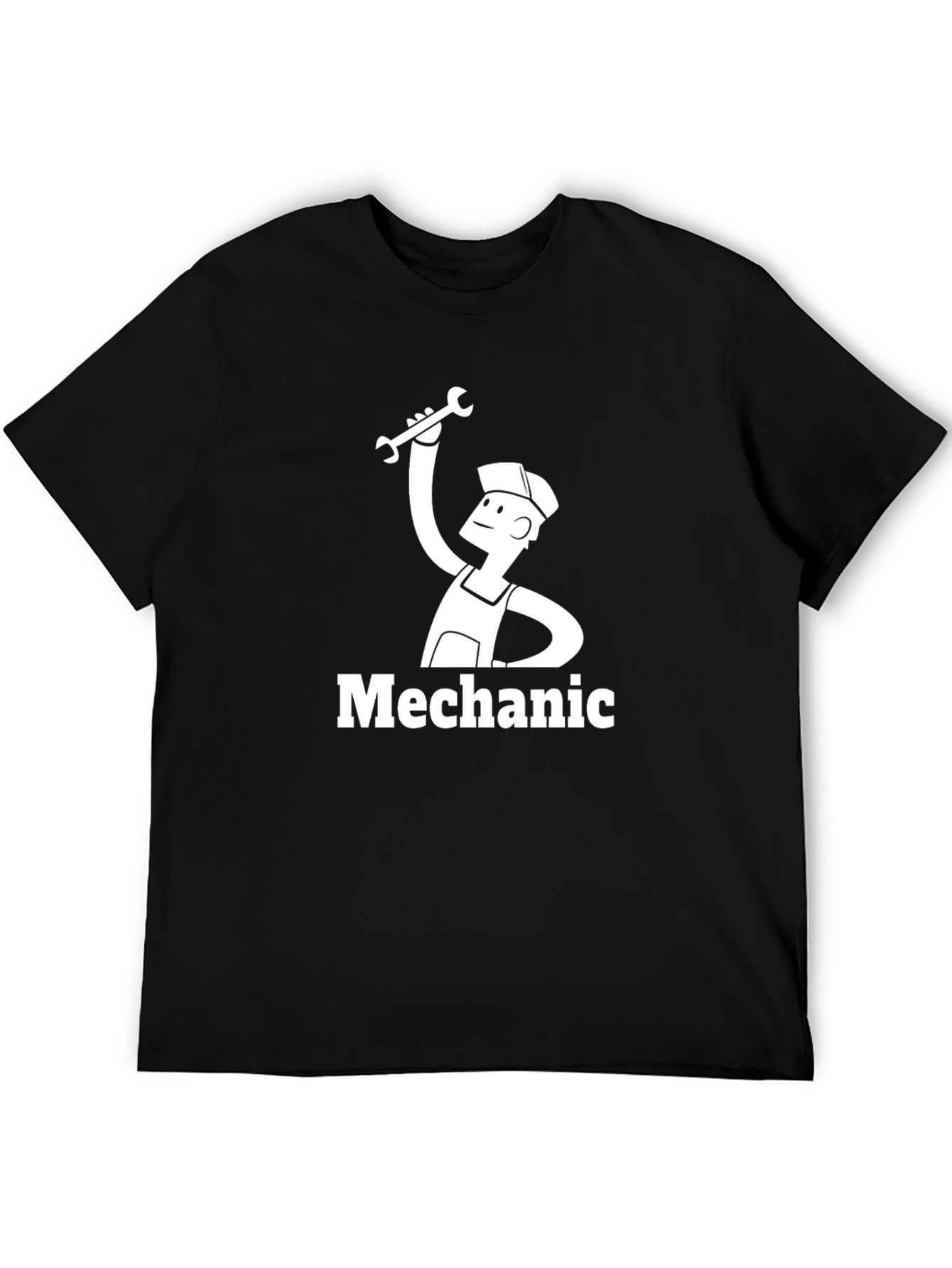 Black Mechanic Cartoon Graphic T-Shirt view 5