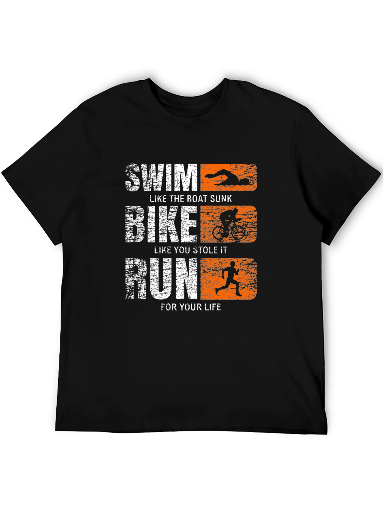Black Triathlon Graphic T-Shirt Swim Bike Run Tee view 5