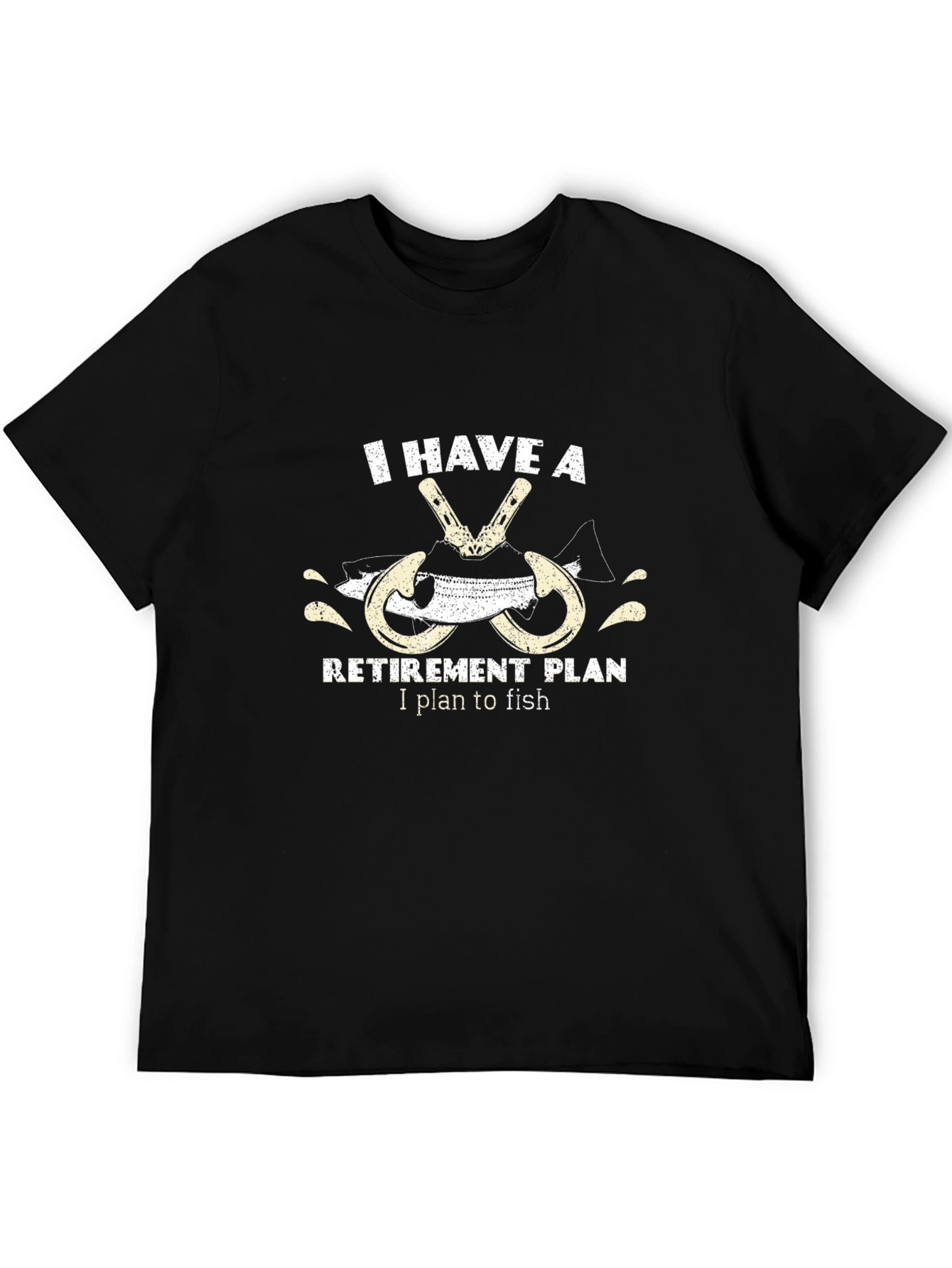 Black Fishing Retirement Plan T-Shirt view 5