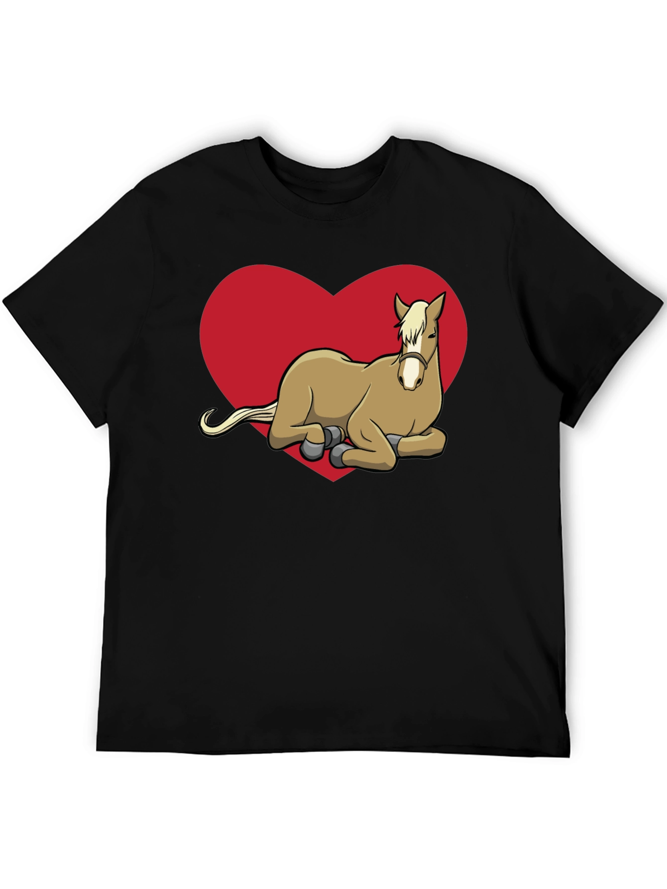 Black Horse Lover T-Shirt - Cute Horse in Heart view 5