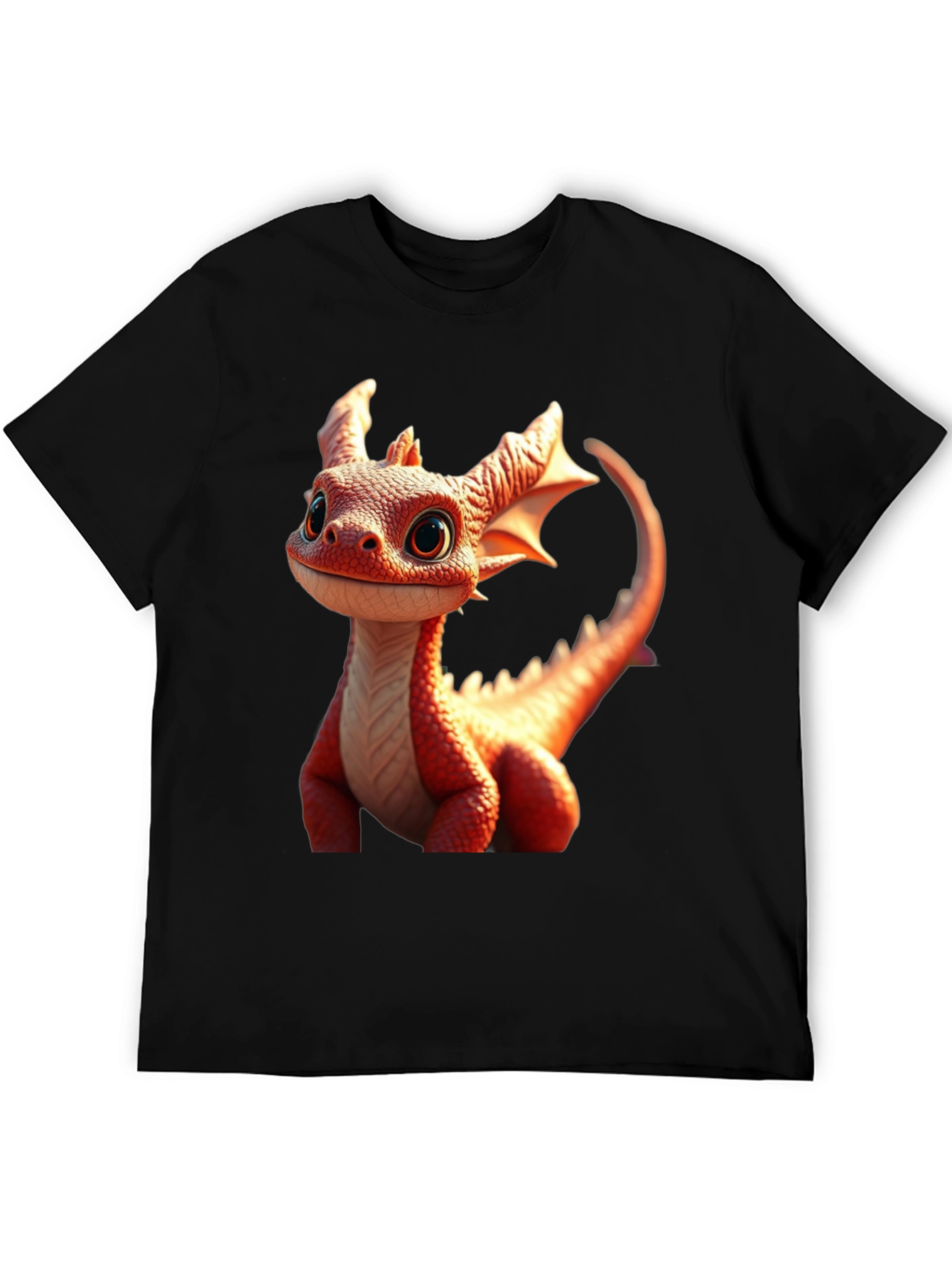 Black Cute Dragon Graphic Tee - Black Cotton Comfort view 5