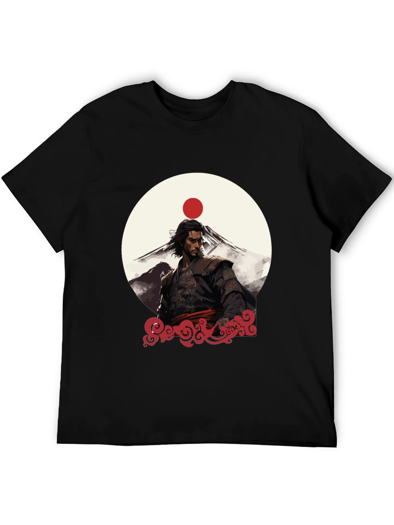 Black Samurai Sunset Graphic Tee - Black view 5