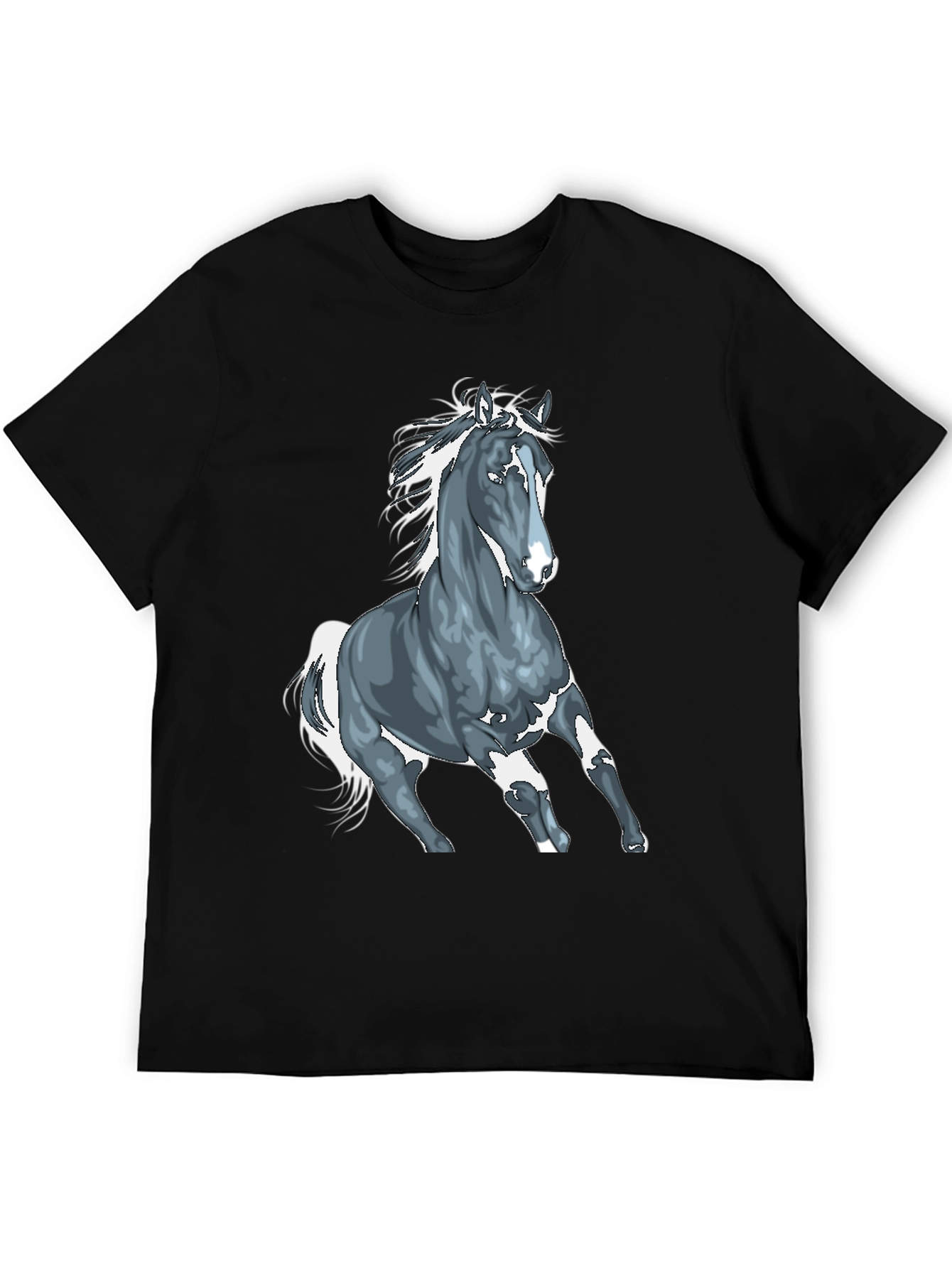 Black Horse Graphic T-Shirt - Black Cotton Tee view 5