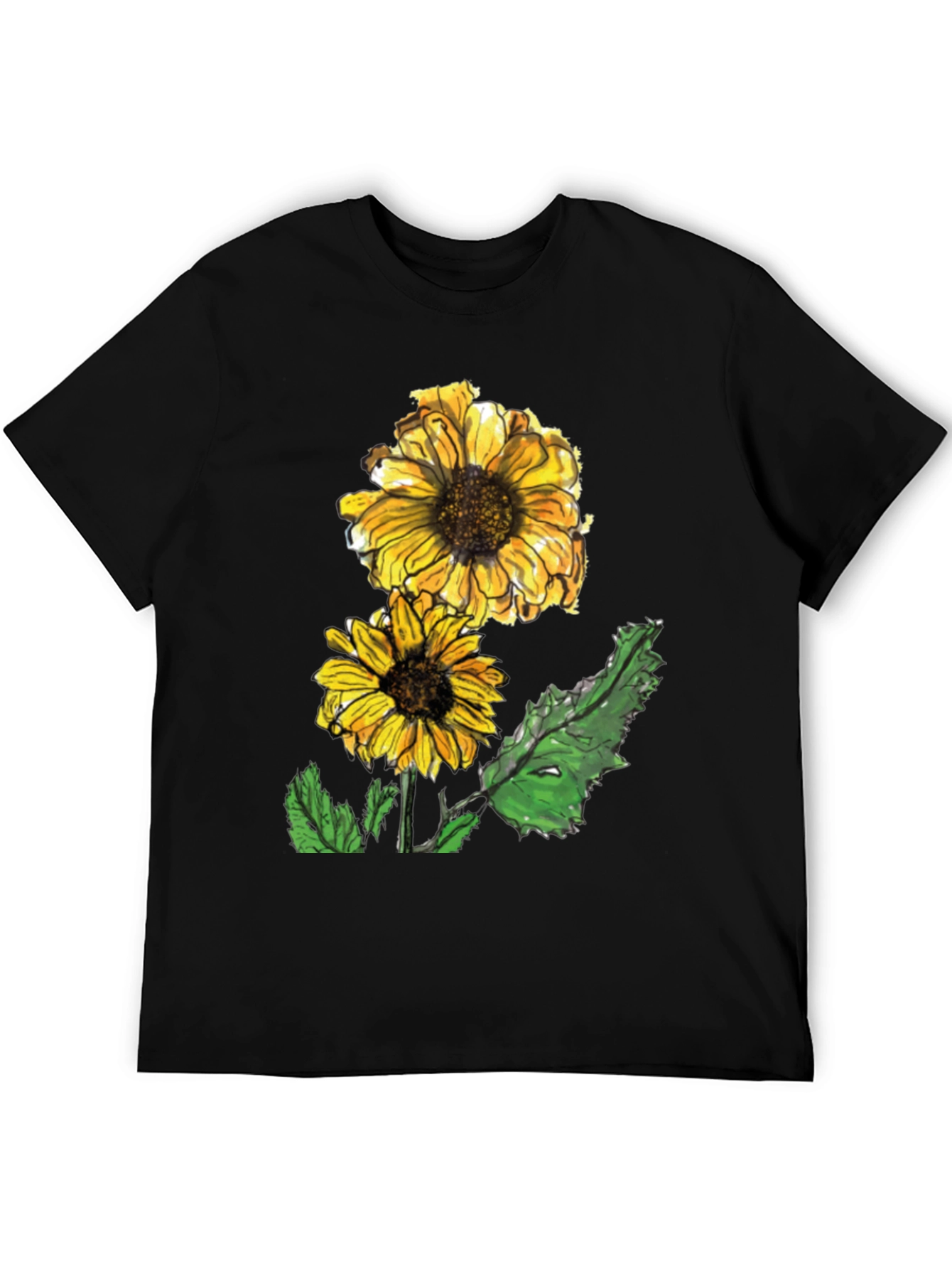 Black Sunflower Graphic Tee - Casual Black T-Shirt view 5